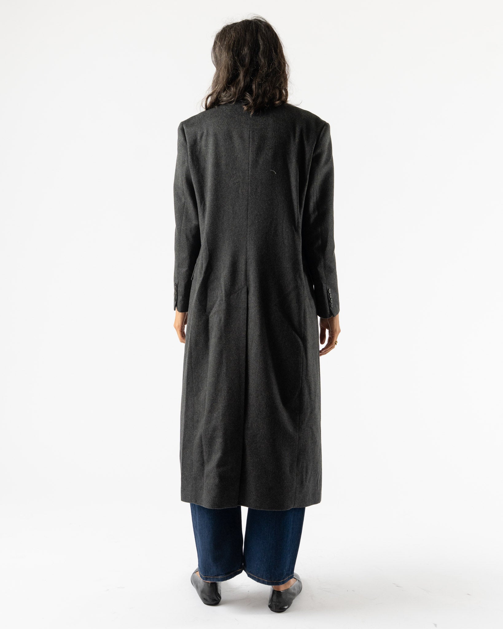Auralee Cashmere Moleskin Coat in Top Charcoal