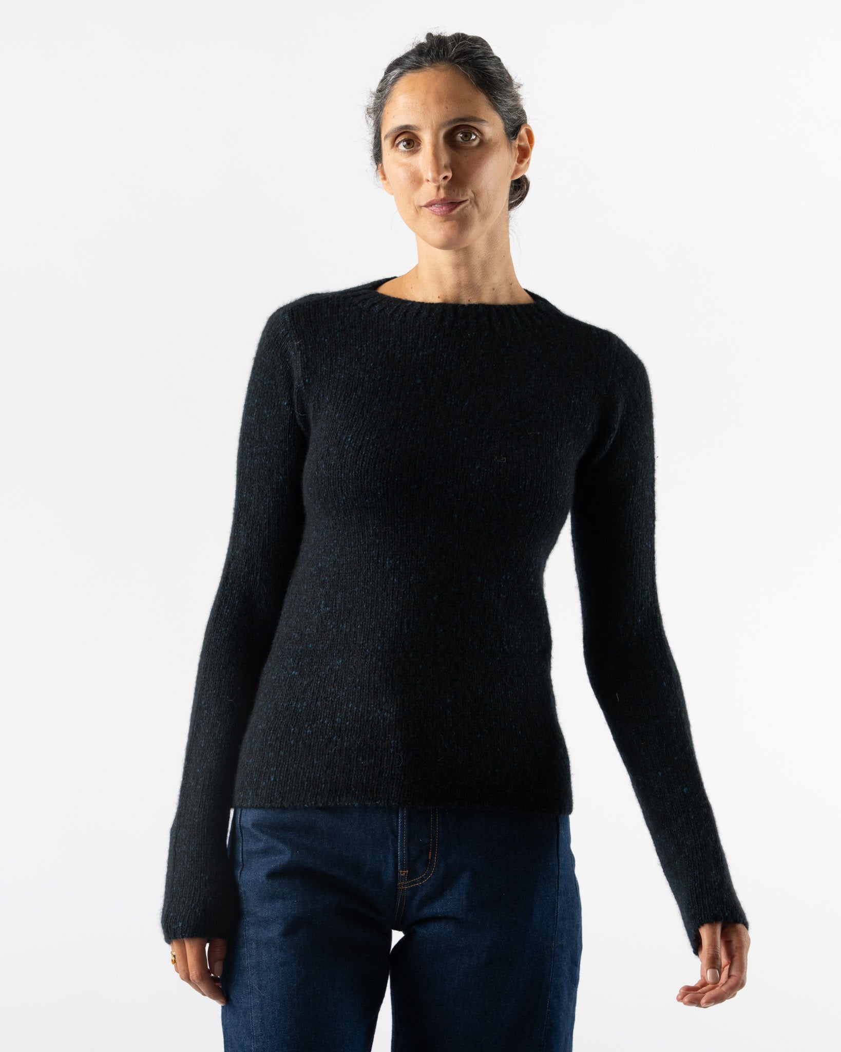 Auralee Cashmere Pullover in Top Navy Black