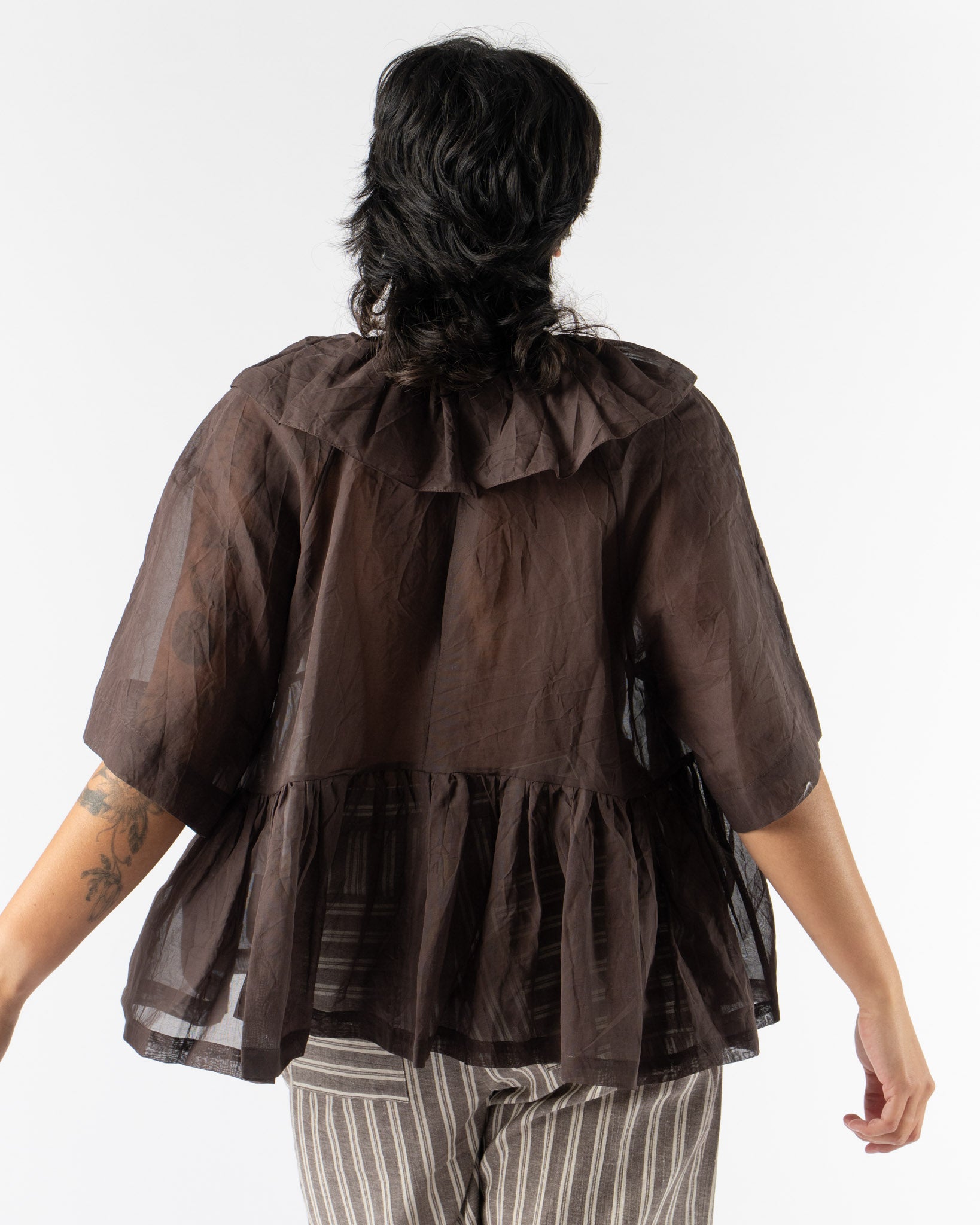 Cawley Delilah Frill Top in Chocolate