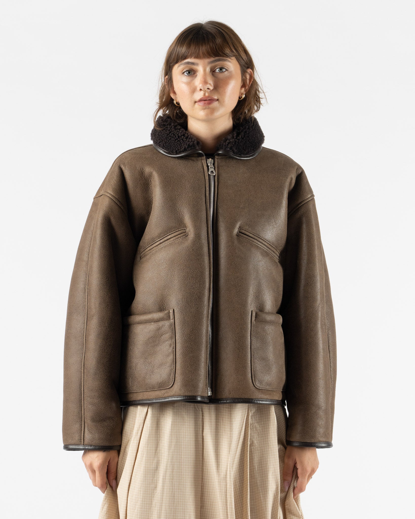 Cawley Antique Aviator Flying Jacket in Chocolate