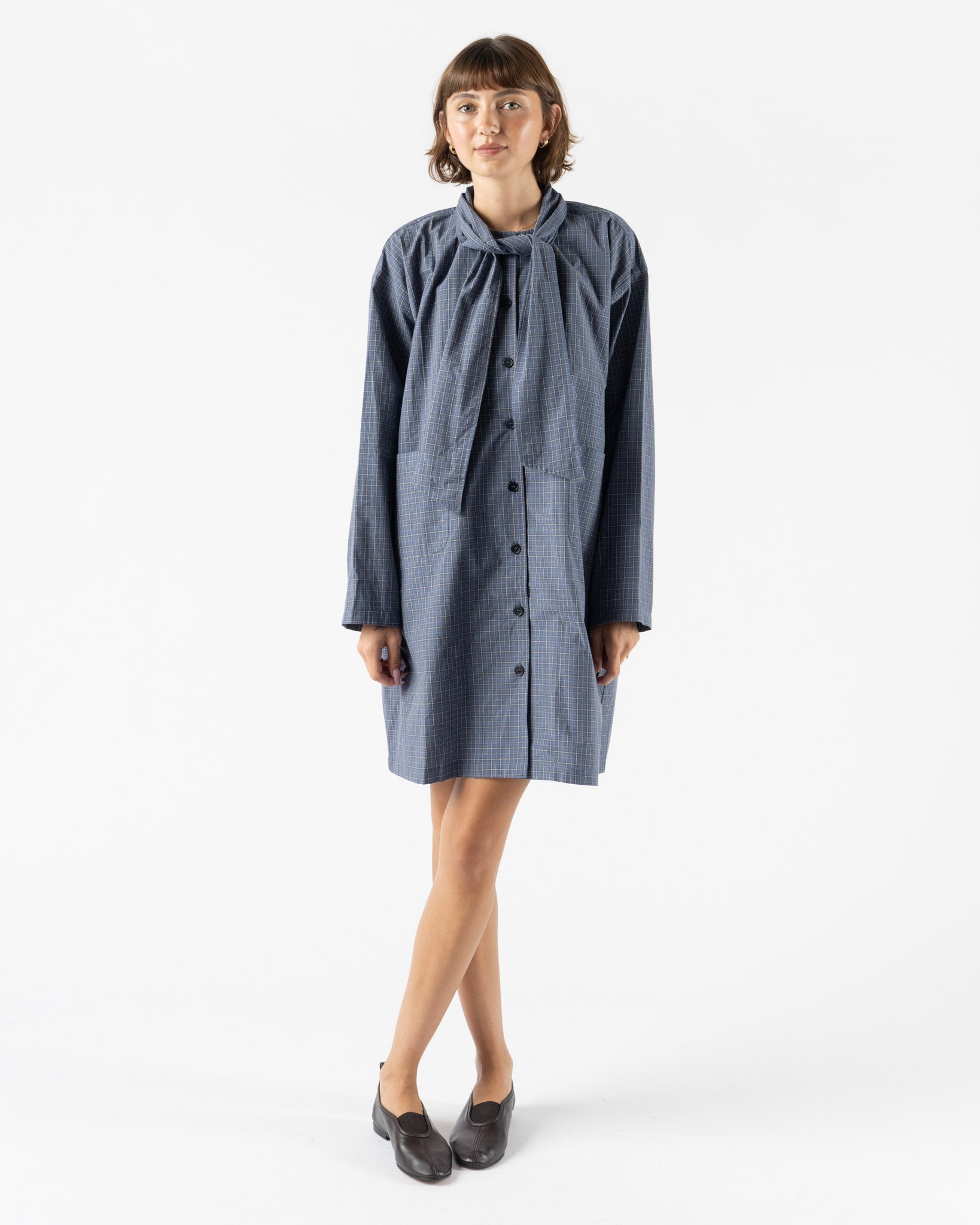 Cawley Dorothy Dress in Blue Check