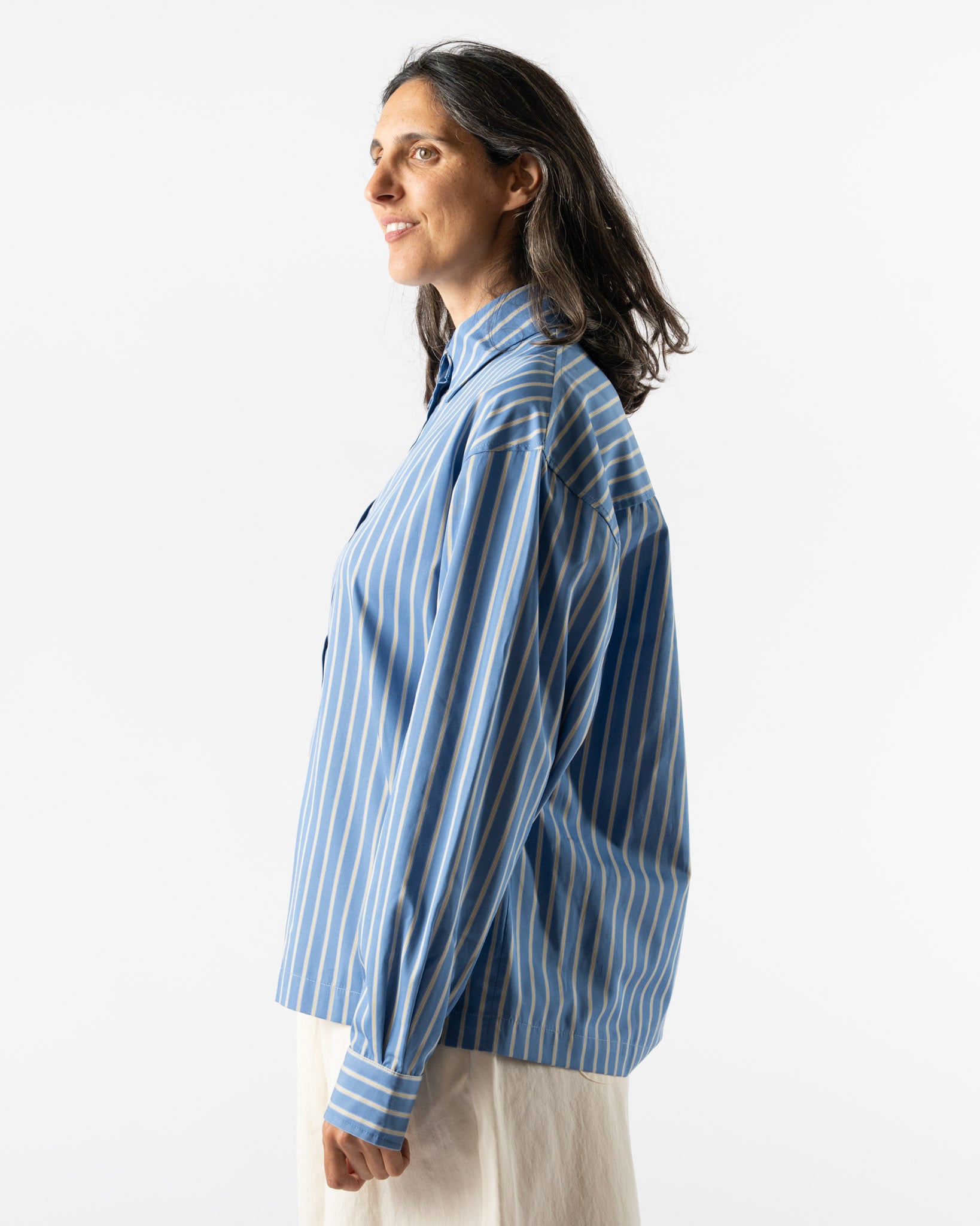 Cawley Dennis Shirt in Blue/Dandelion Stripe