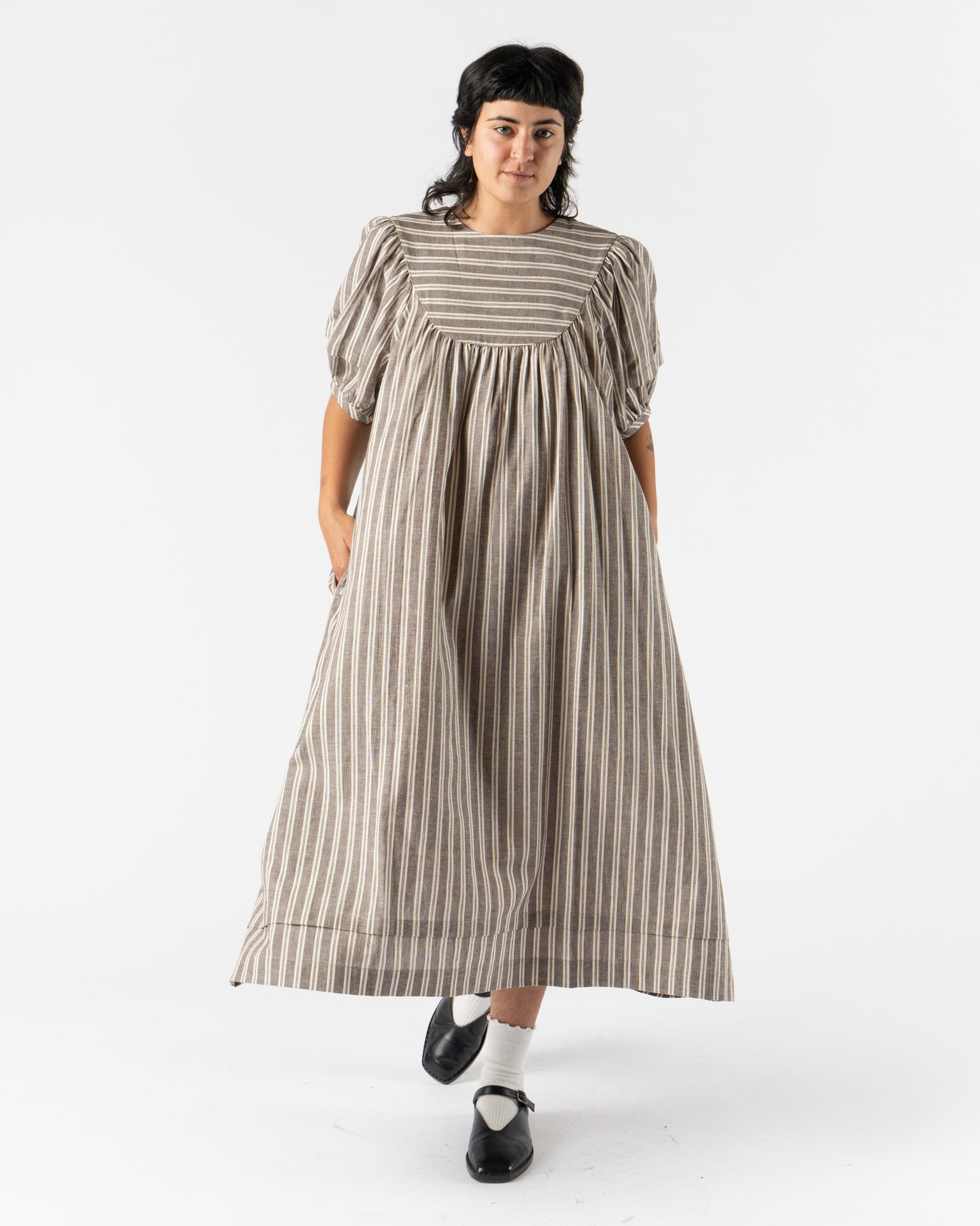 Cawley Romy Dress in Bark/Ecru