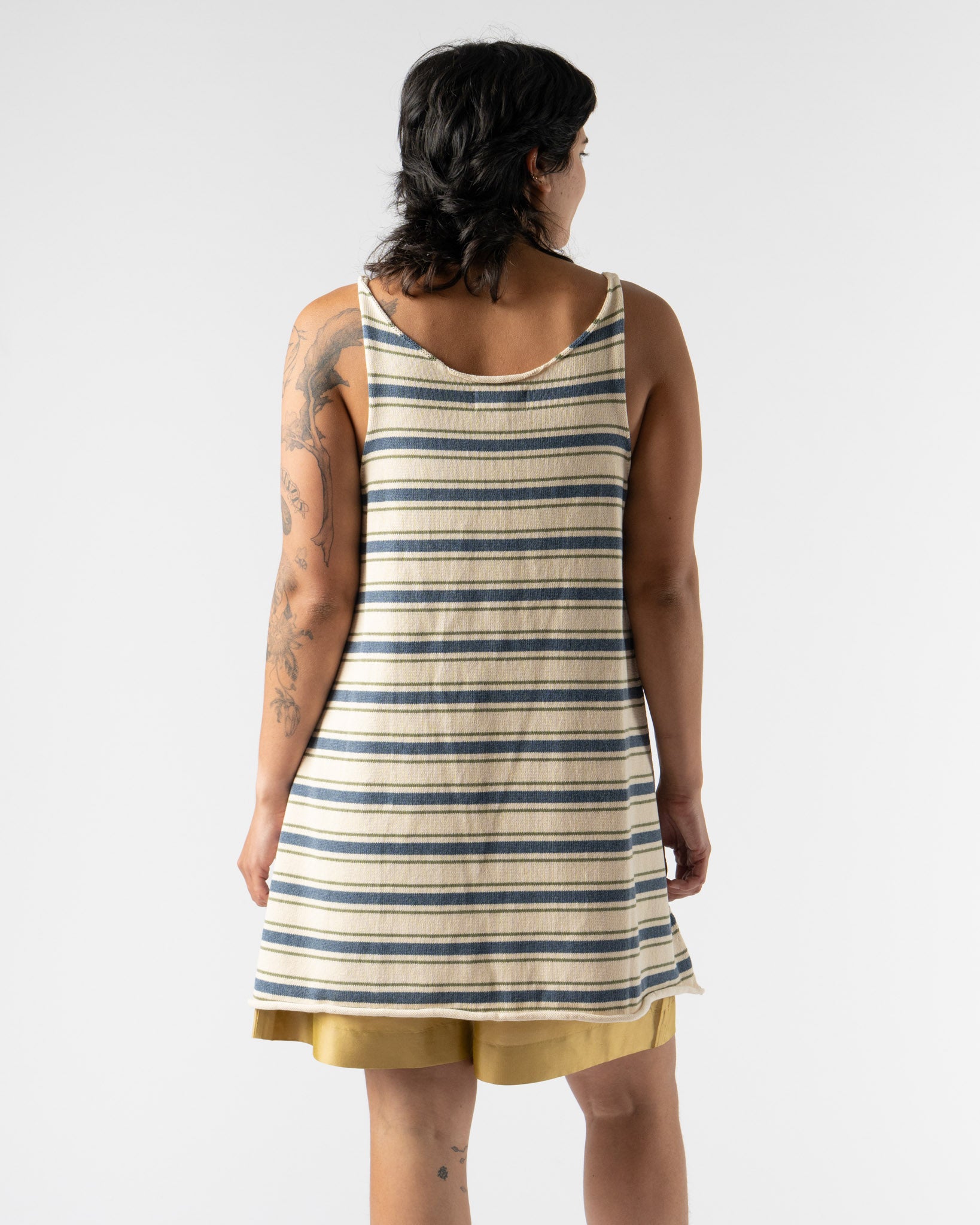 Cawley Thea Dress in Tahiti with Khaki/Merengue Stripes