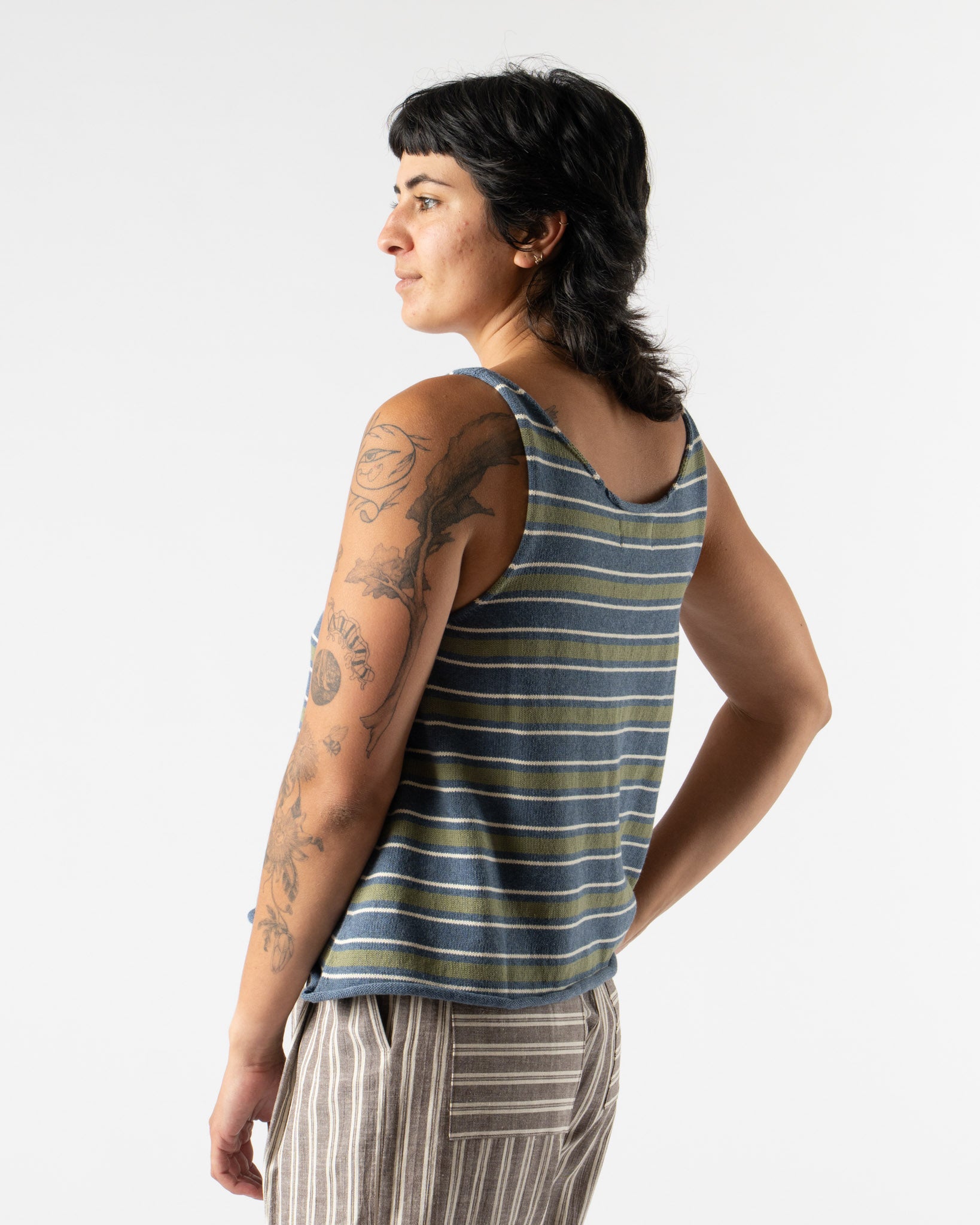 Cawley Thea Top in Tahiti with Khaki/Merengue Stripes