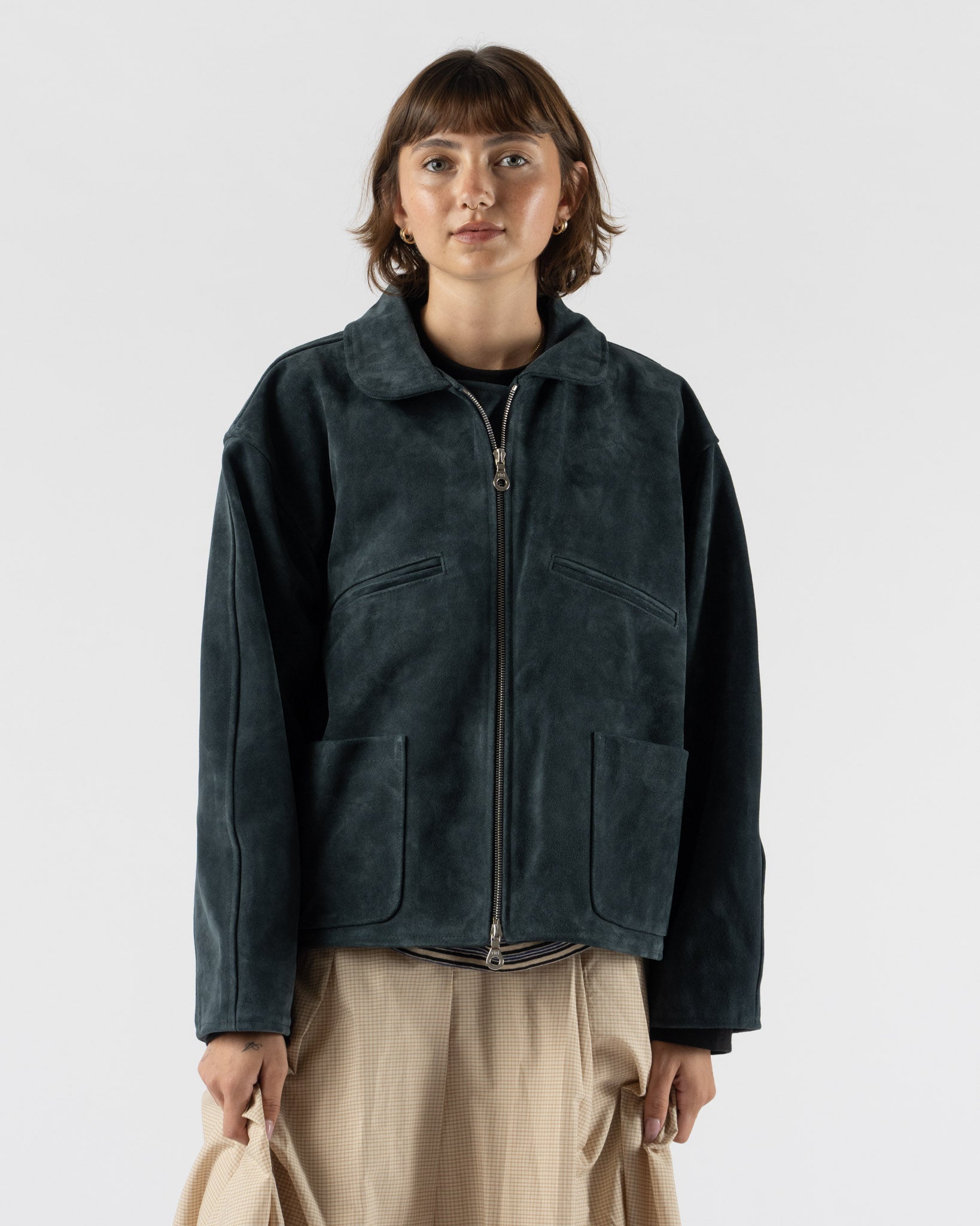 Cawley Italian Suede Flying Jacket in Midnight