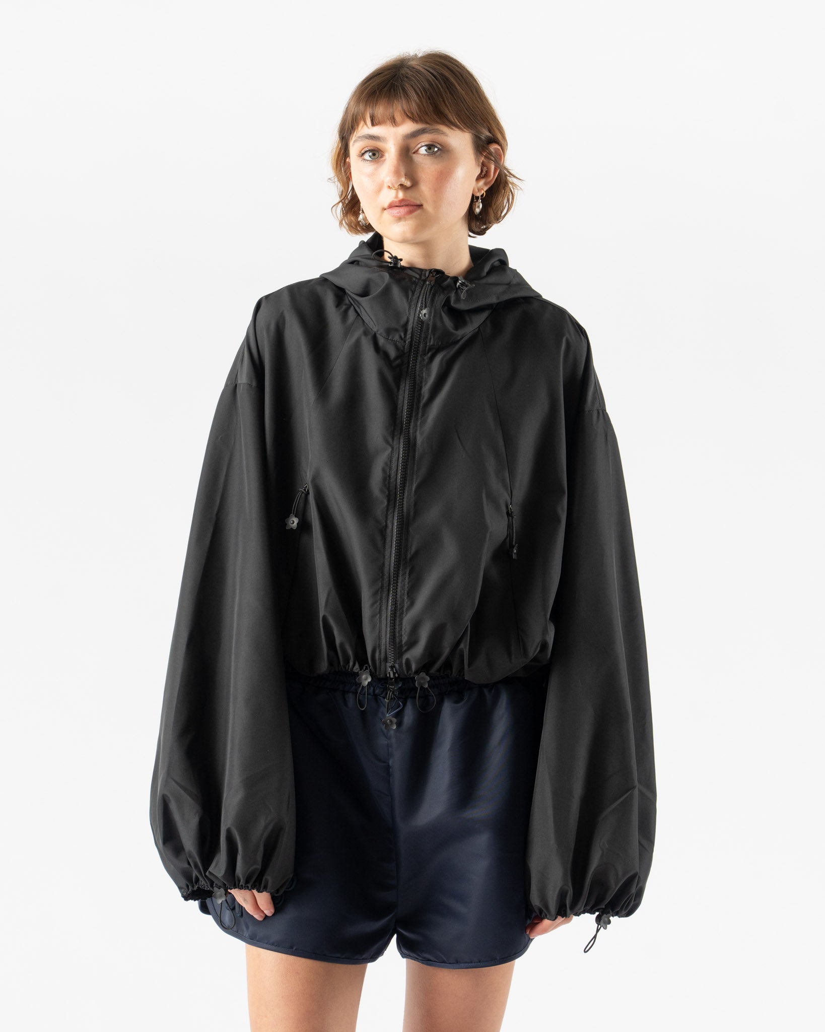 Cecilie Bahnsen Aisha Blouson Jacket in Black Recycled Faille