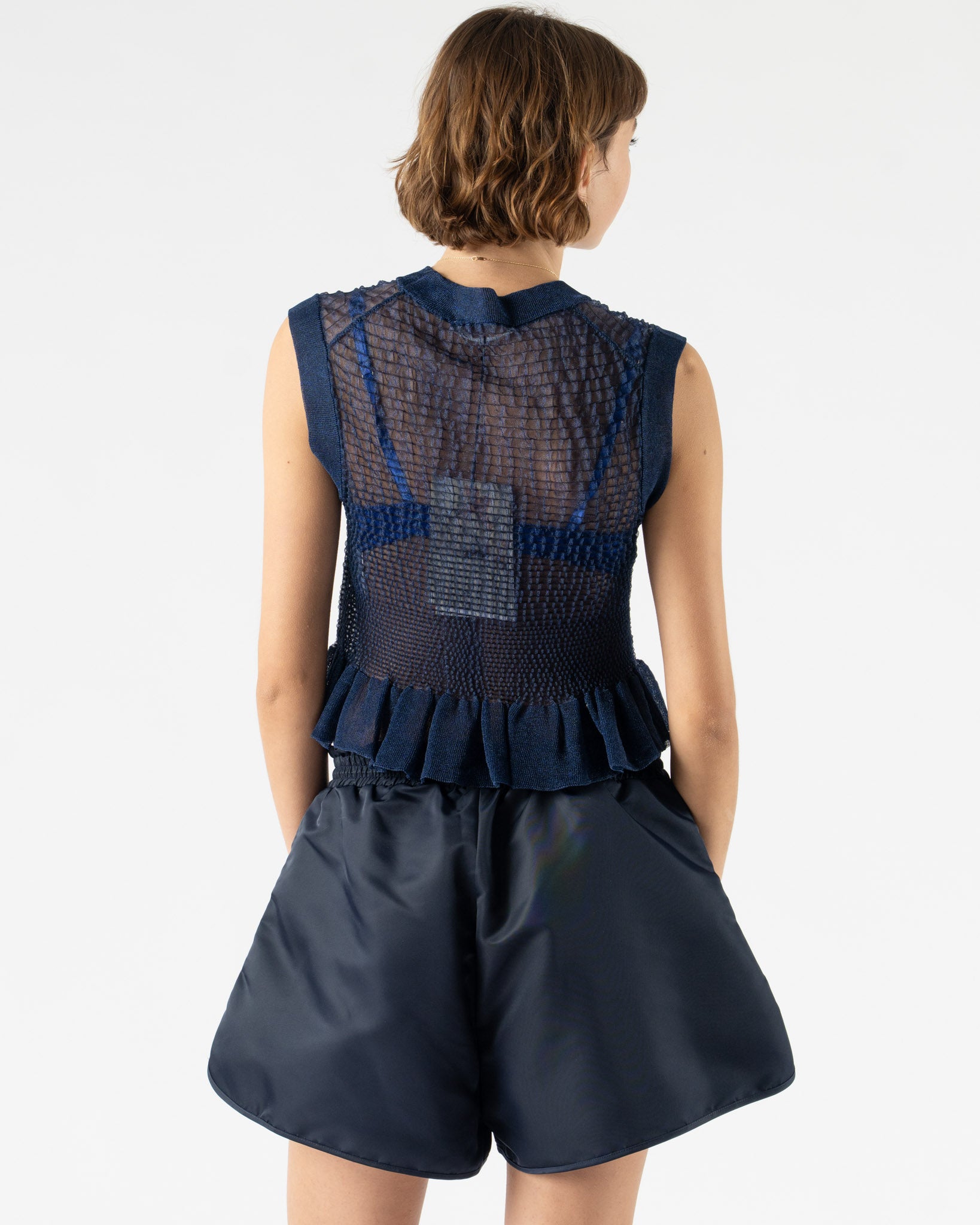 Cecilie Bahnsen Celia Vest in Navy Sheer Summer Knit