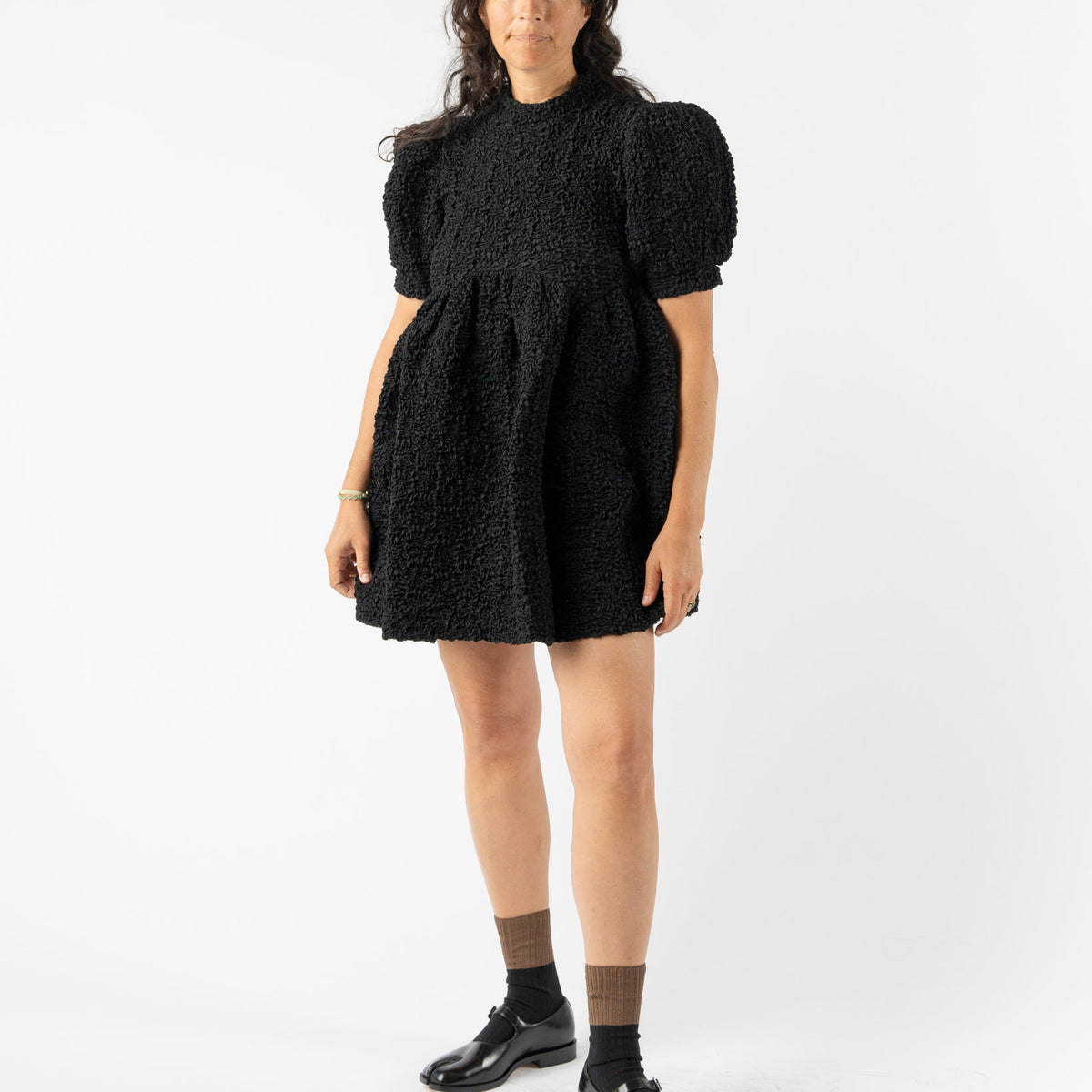 Cecilie Bahnsen Uma Dress Smock Cotton Black Curated at Jake and Jones UK12/US8