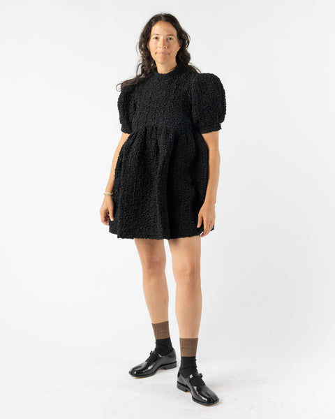 smock black dress Cecilie Bahnsen Uma Cotton Curated at Jake and Jones UK12/US8 SIZE:14US/47EU Height of model knitted dress A-line Mesh Dress with