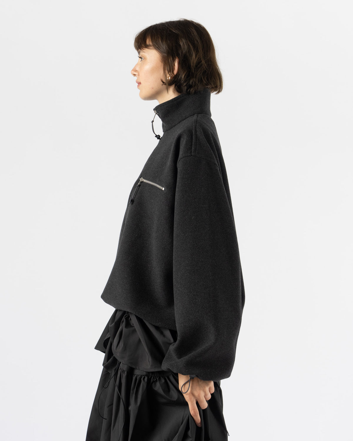 Cecilie Bahnsen Frederik Half-Zip Jacket in Charcoal Grey