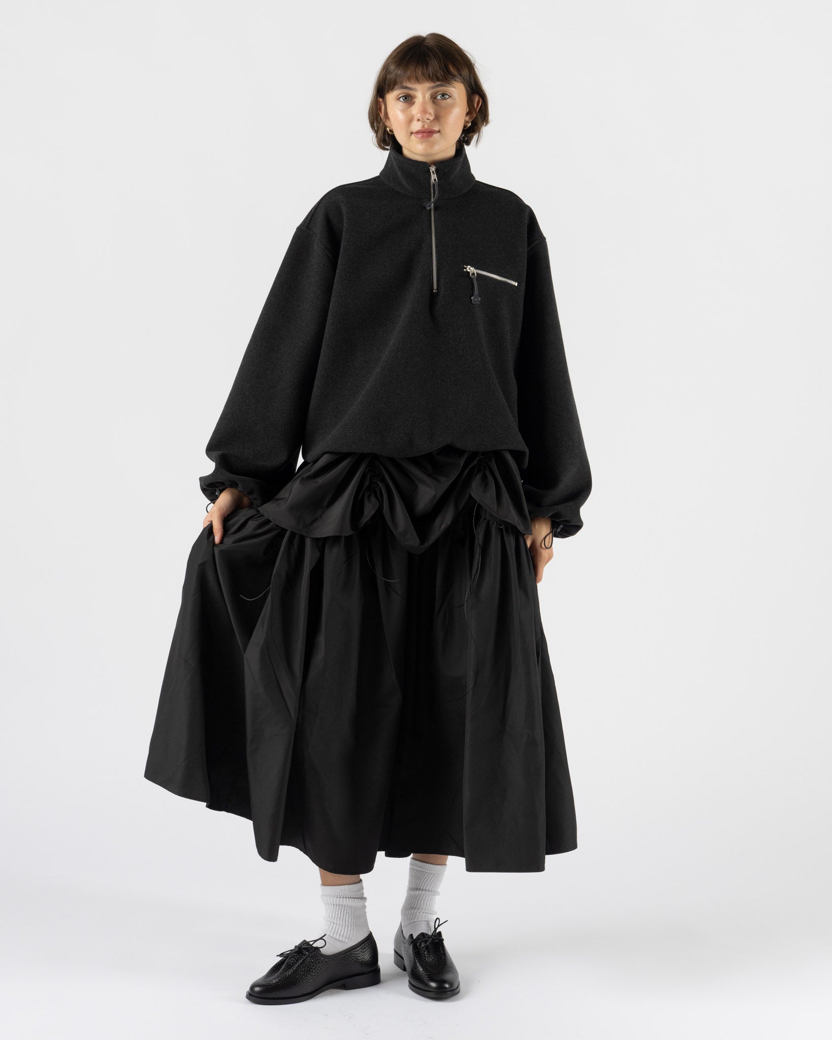 Cecilie Bahnsen Frederik Half-Zip Jacket in Charcoal Grey Curated