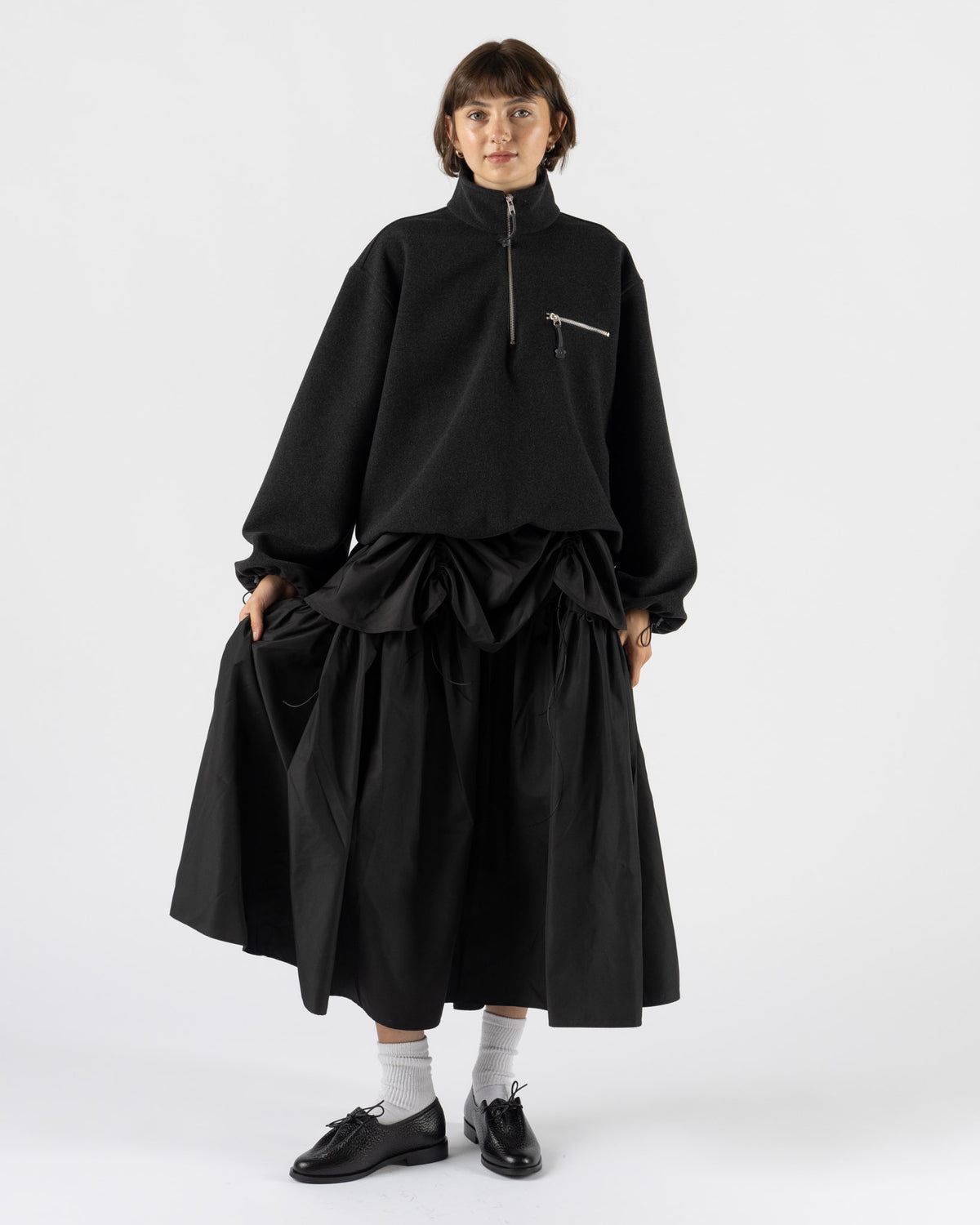Cecilie Bahnsen Frederik Half-Zip Jacket in Charcoal Grey