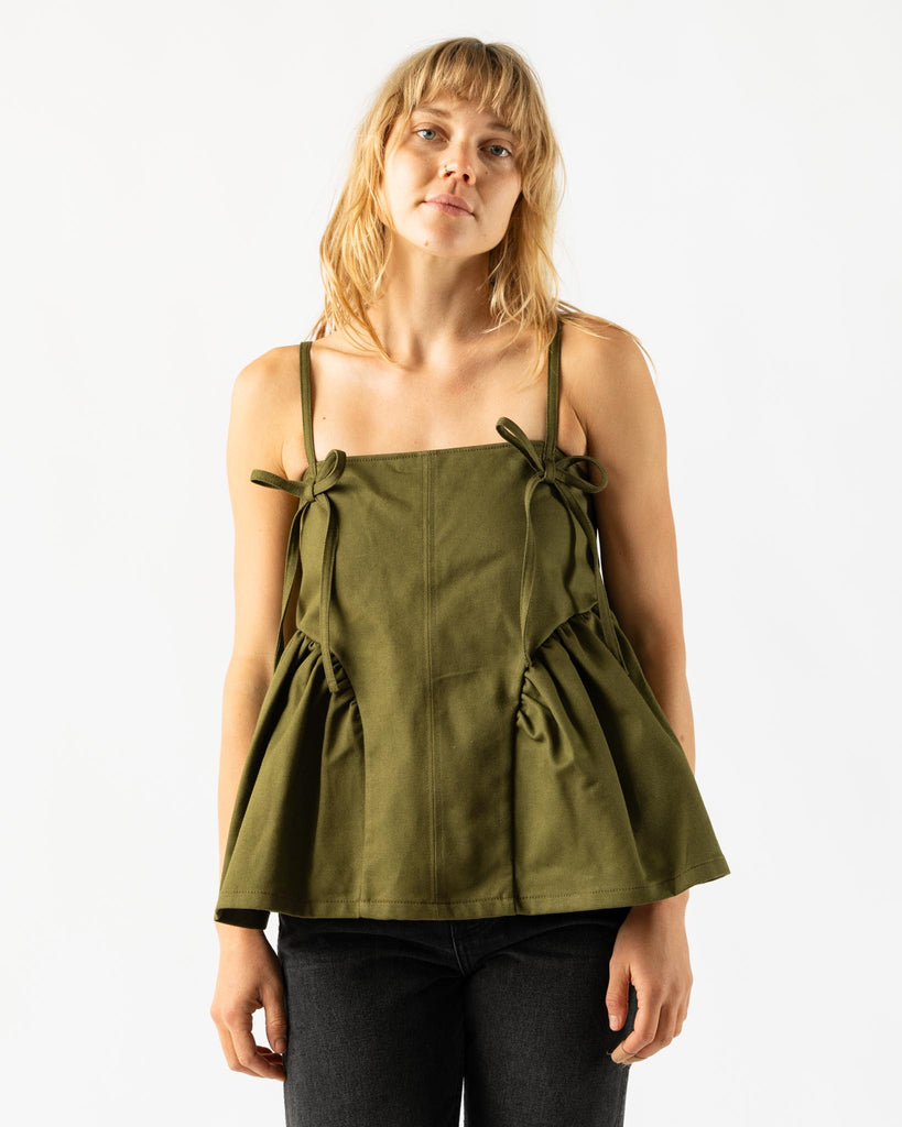 Cecilie Bahnsen Akira Top Denim Olive Green Curated at Jake