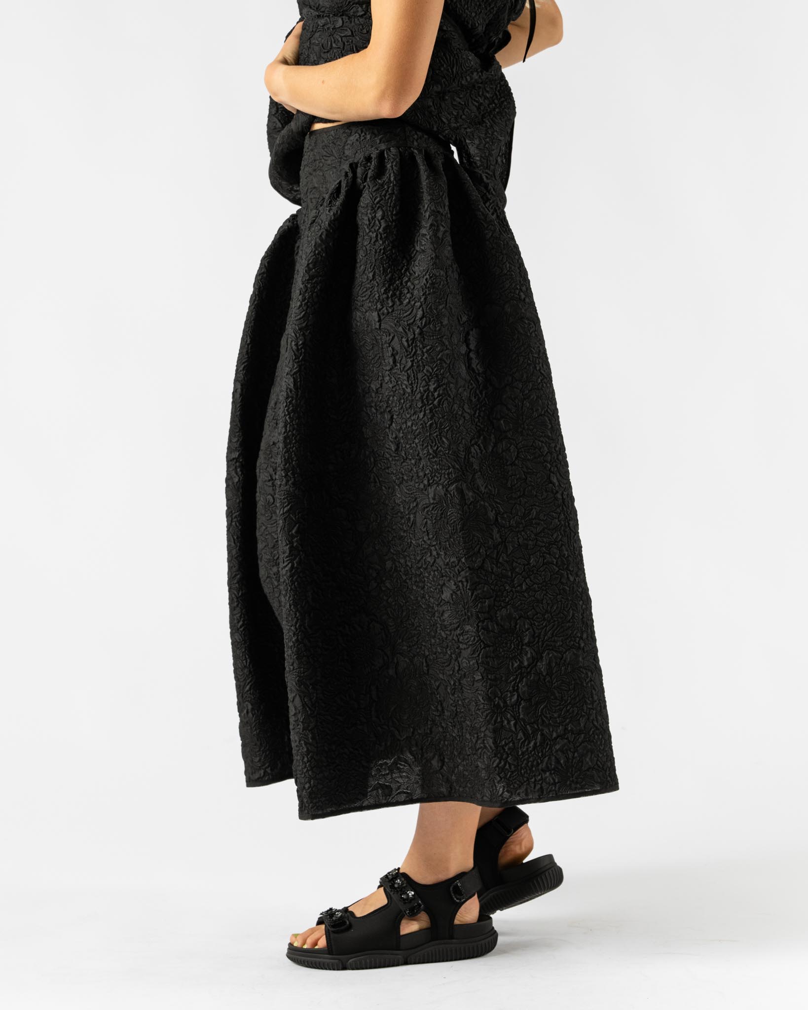 Cecilie Bahnsen Fabiola Skirt Borage Cloqué Black Curated at