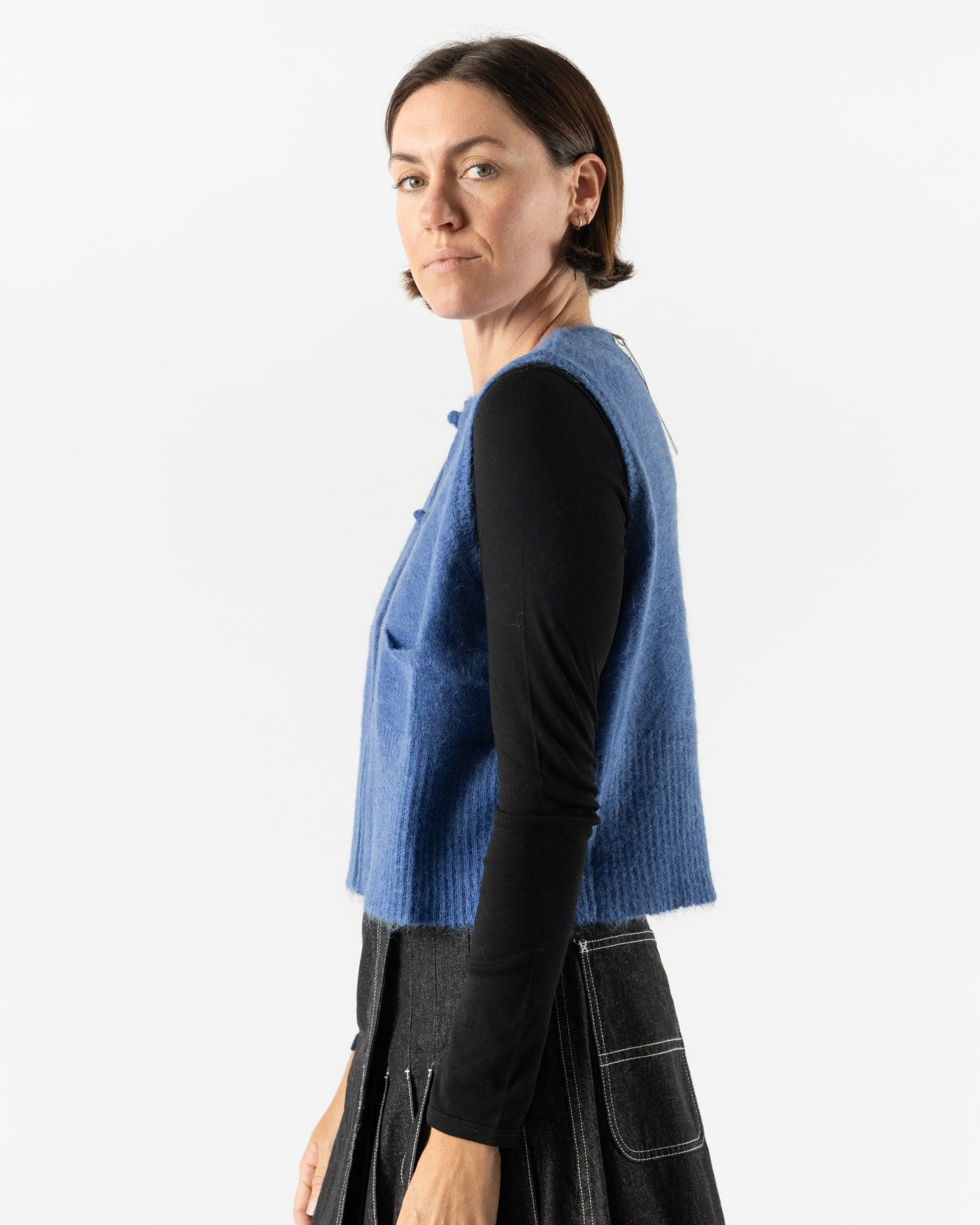 Beams Boy China Button Vest in Blue