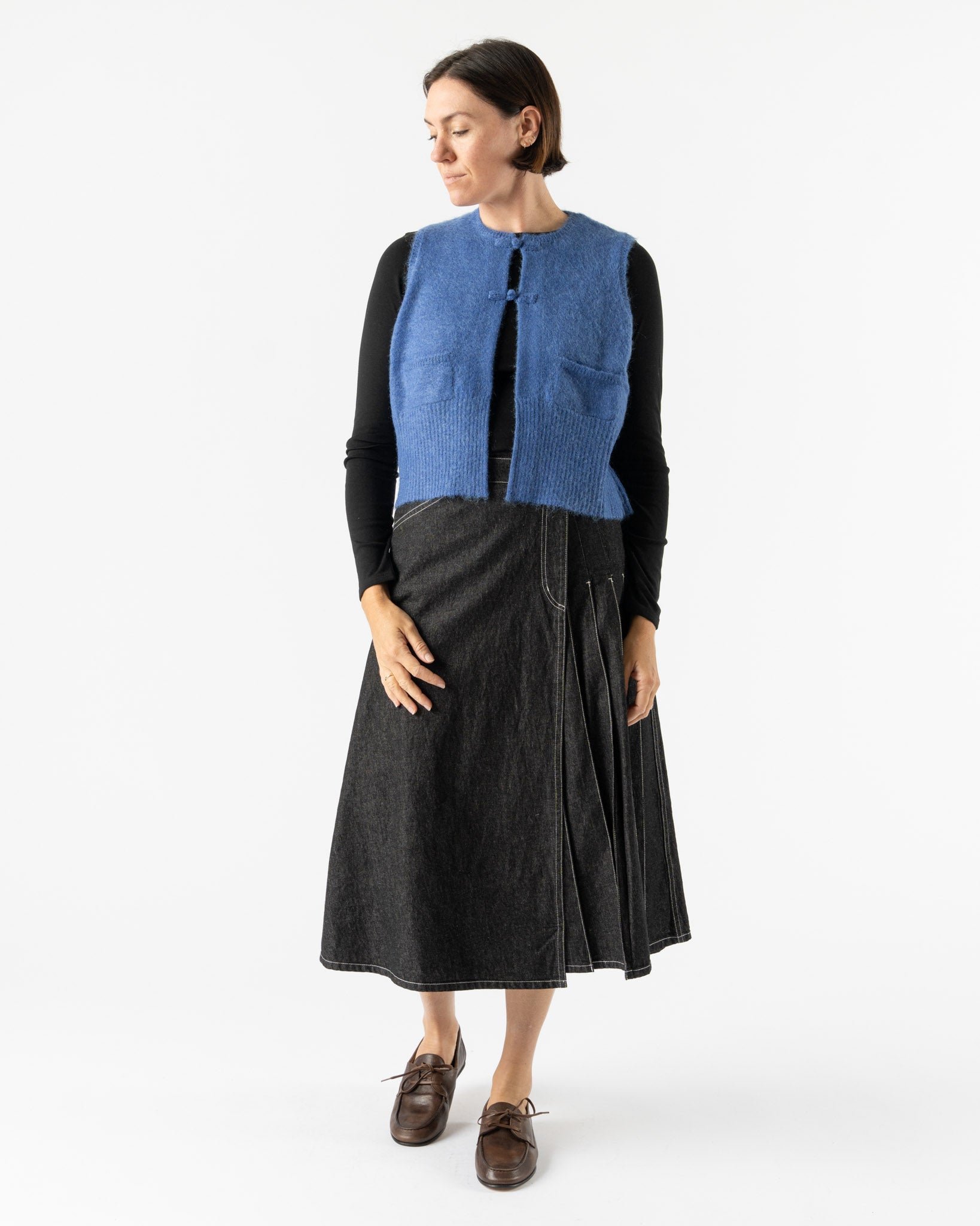 Beams Boy China Button Vest in Blue