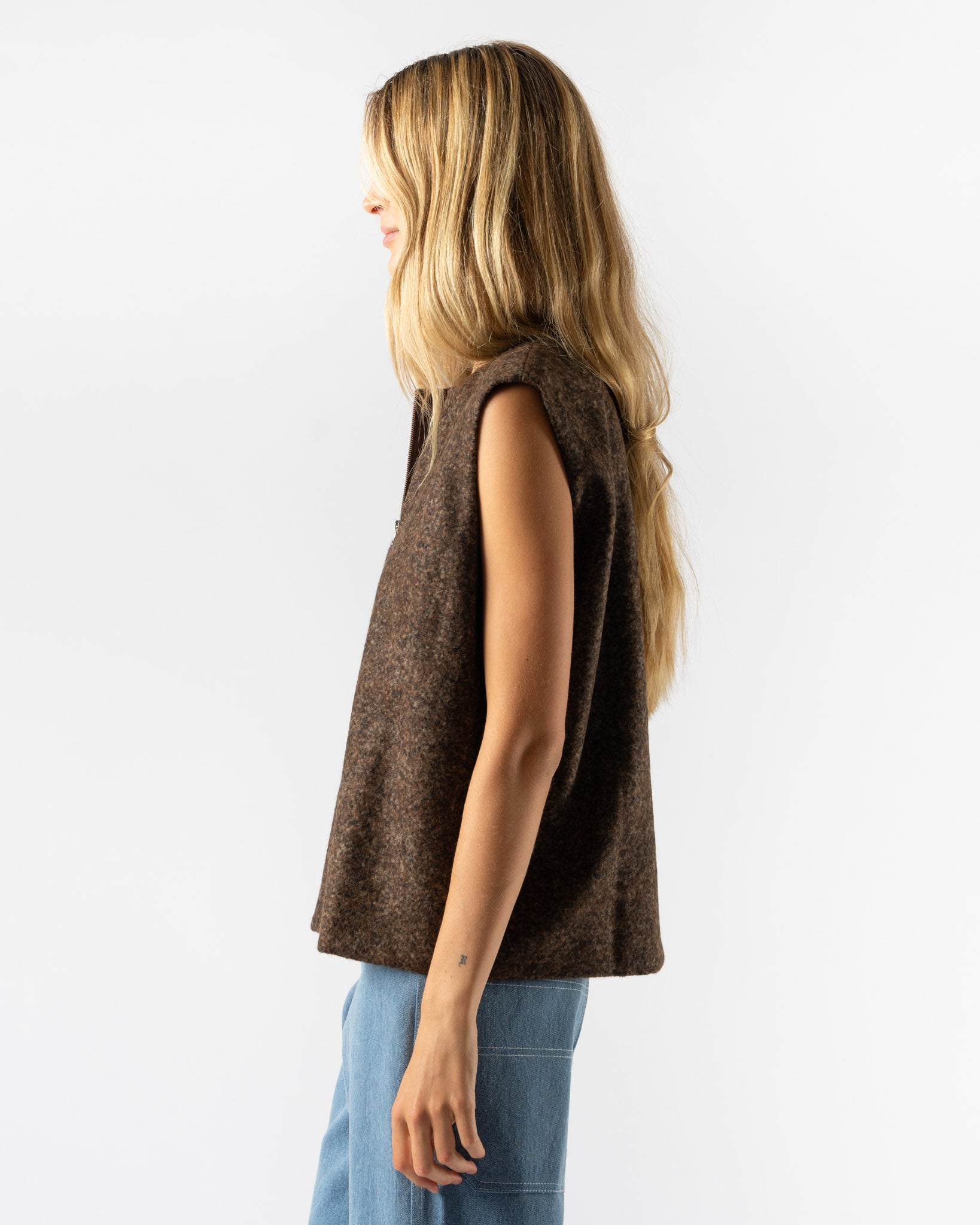 Colbo Zip Vest in Speckled Brown