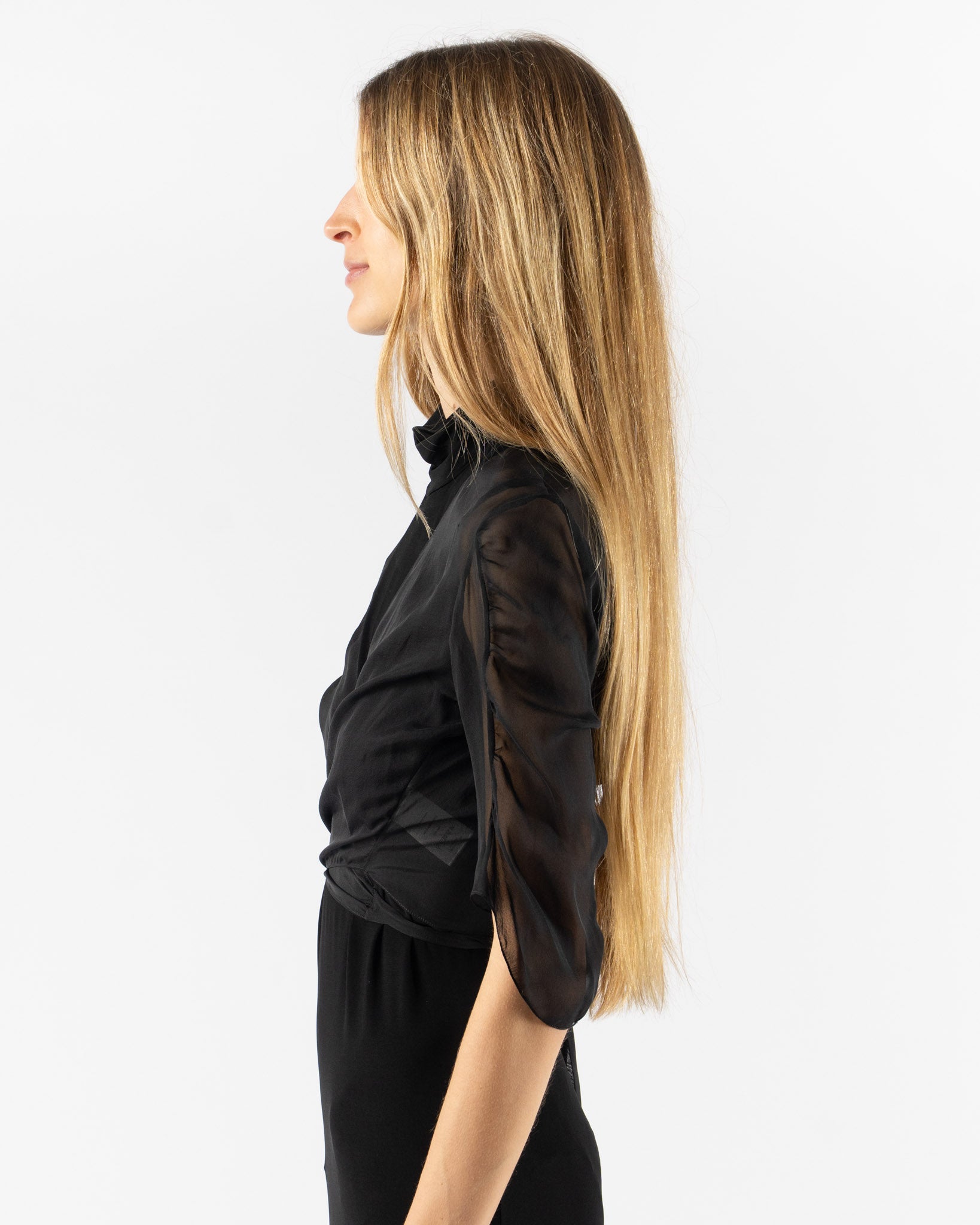 Colleen Allen Chiffon Ballet Top in Black