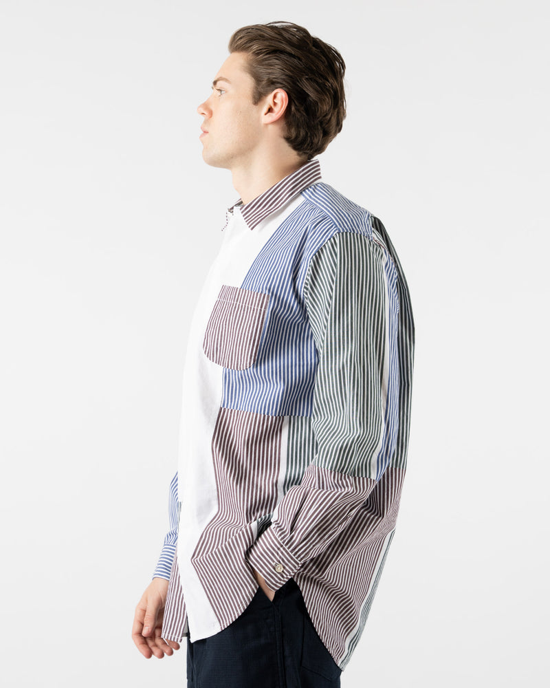 Engineered Garments Combo Short Collar Shirt Multi-Color Block Stripe