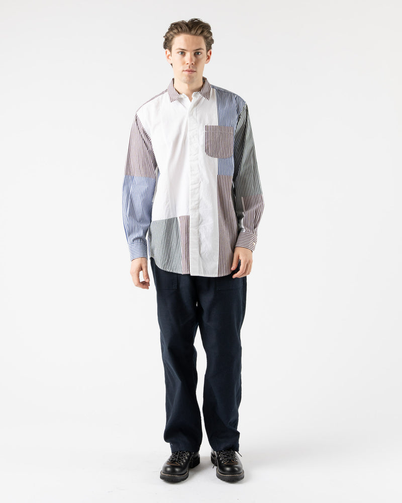 Engineered Garments Combo Short Collar Shirt Multi-Color Block Stripe