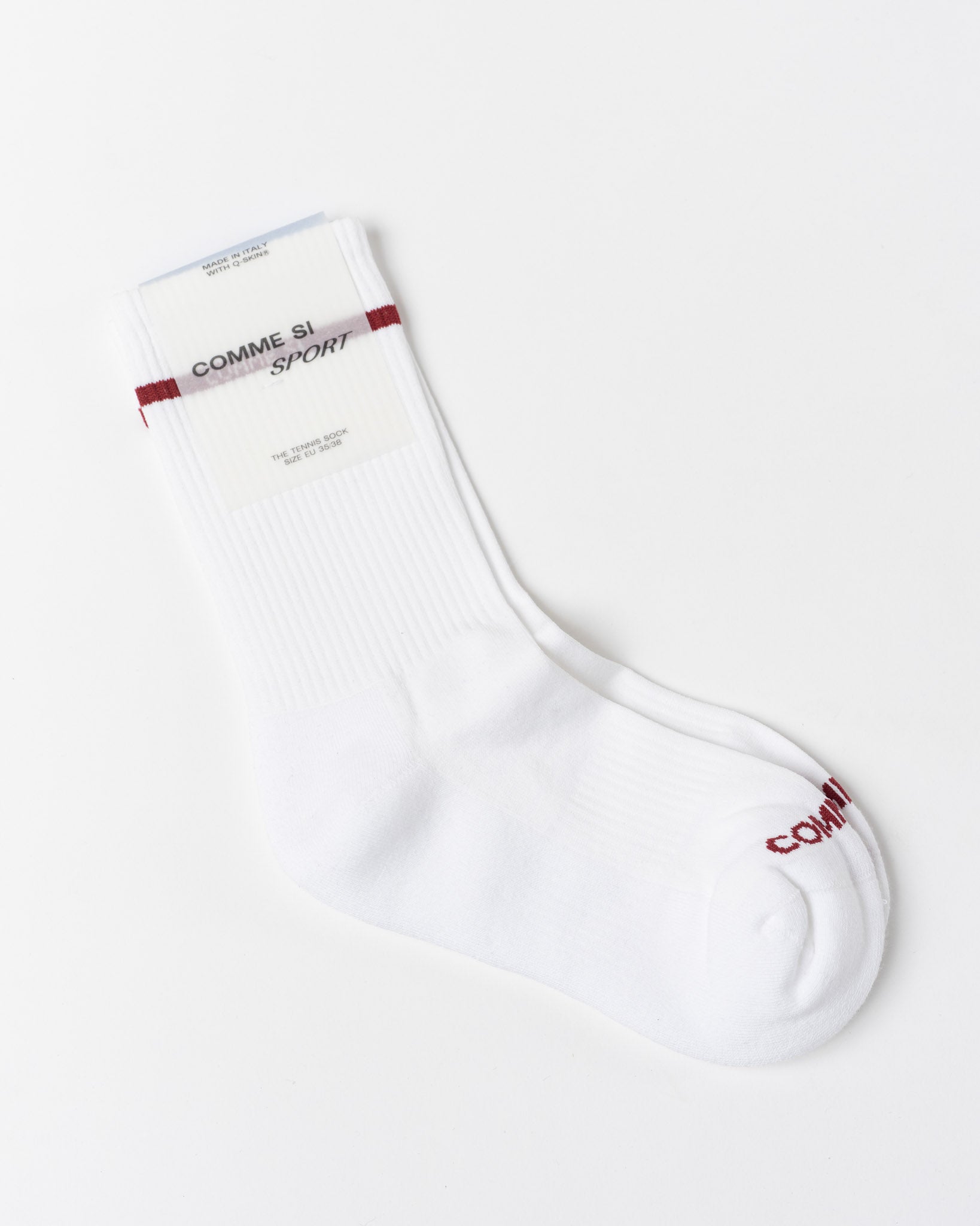 Comme Si Tennis Sock in Maroon Stripe