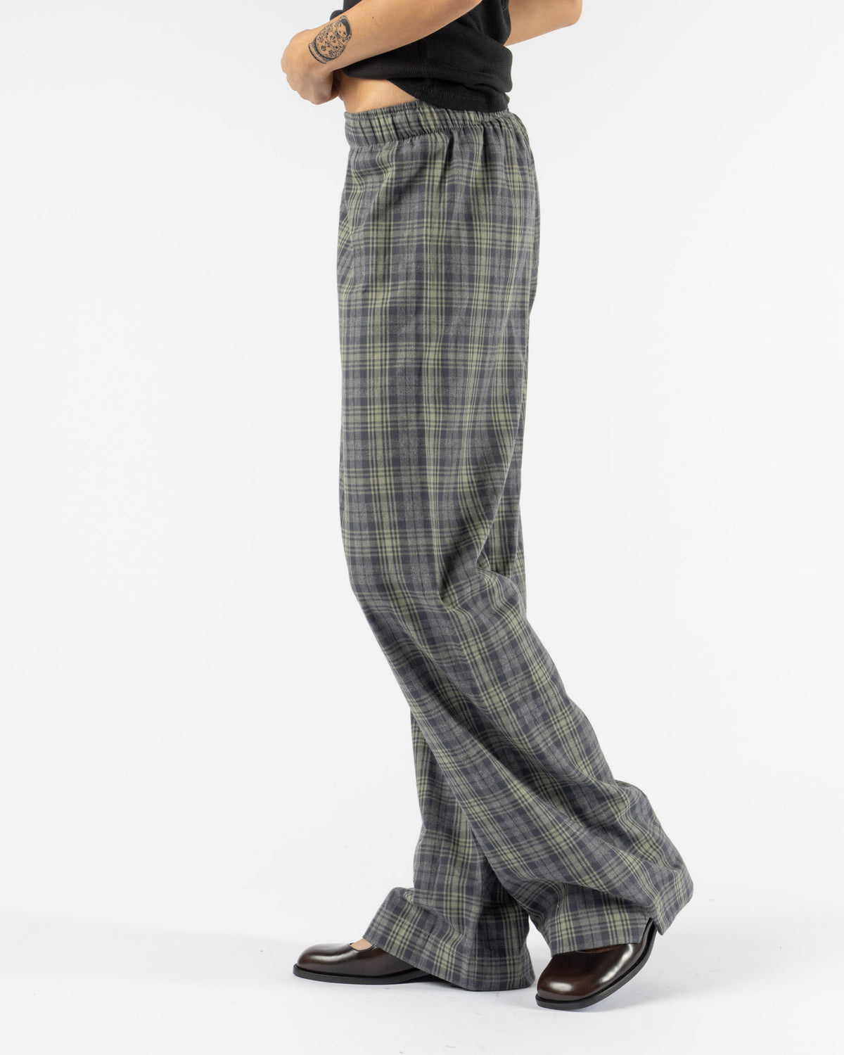 Comme Si La Boxer Alta in Grey Sage Plaid