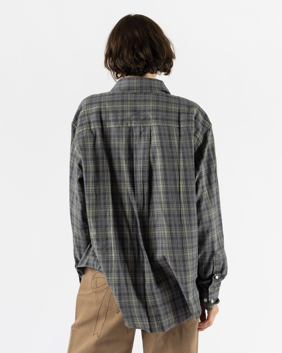 Comme Si La Shirt Classica in Grey Sage Plaid