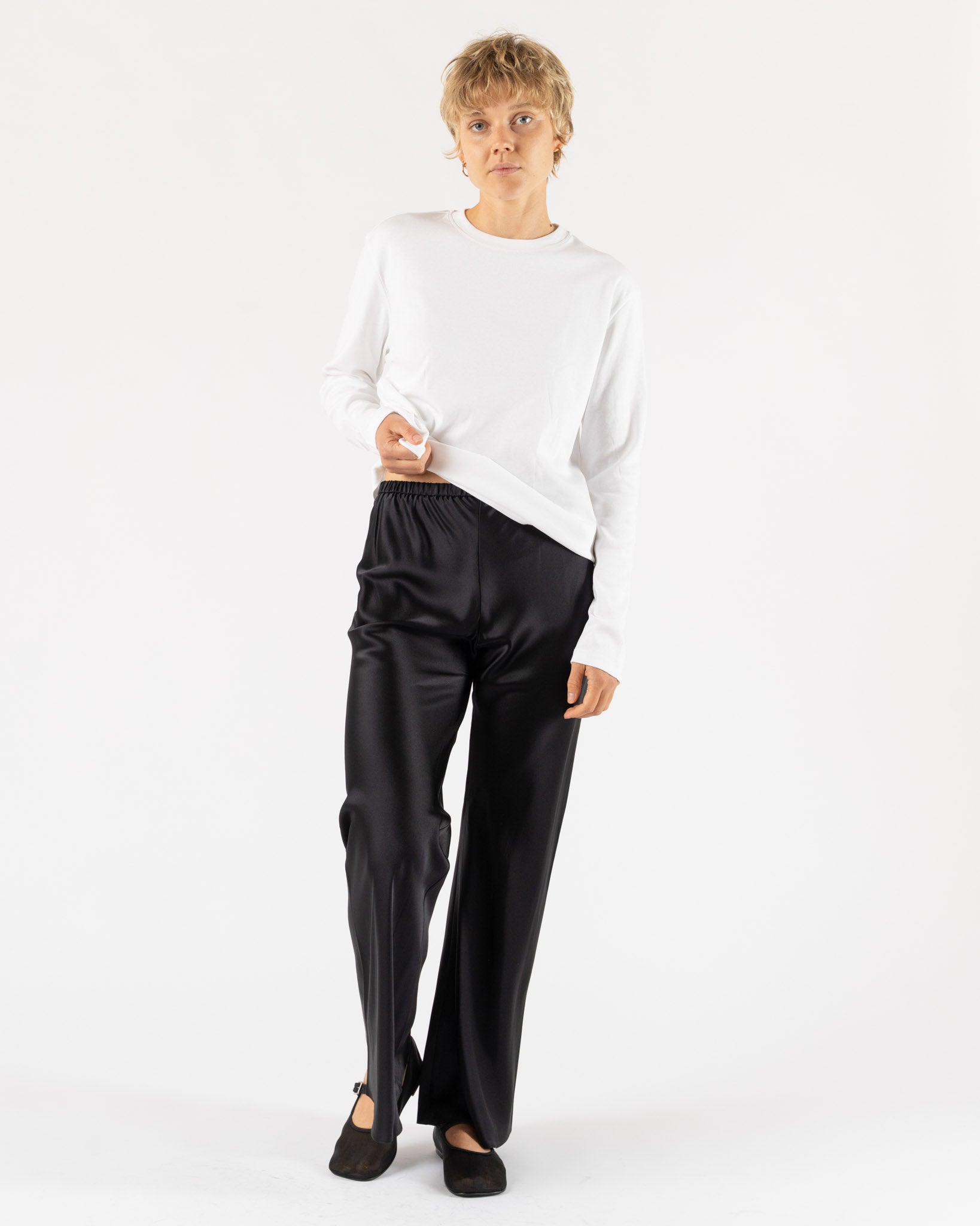 Comme Si Silk Bias Pant in Black