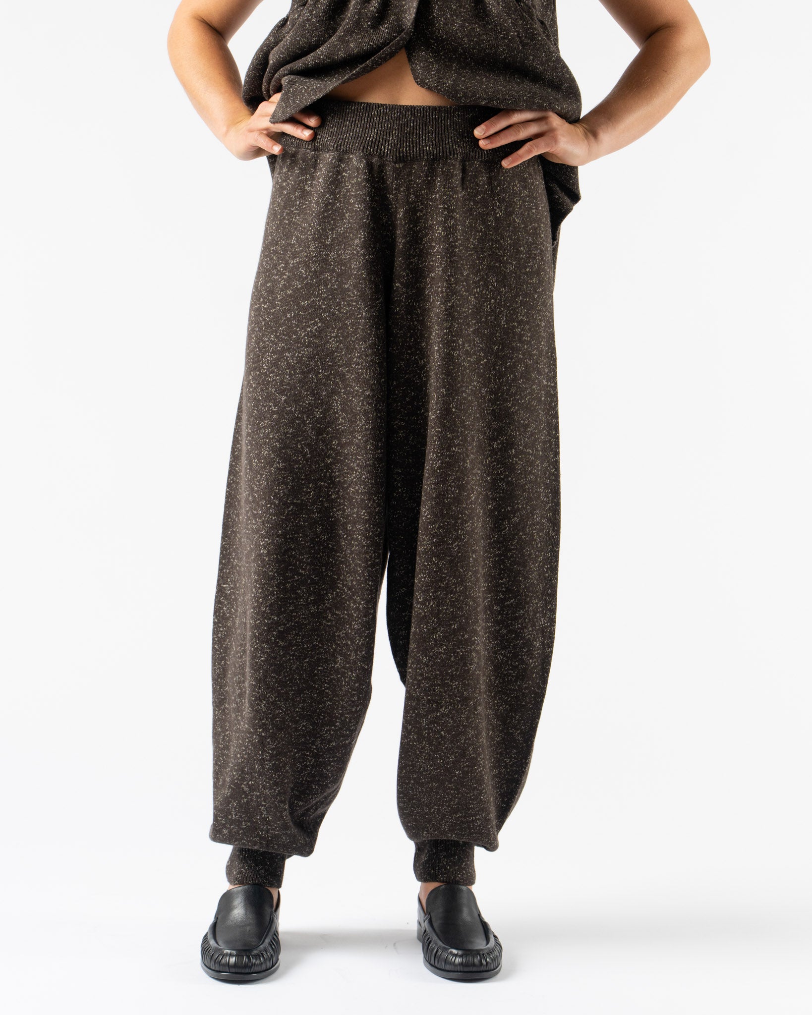 Cordera Flecked Cotton Pants in Brown