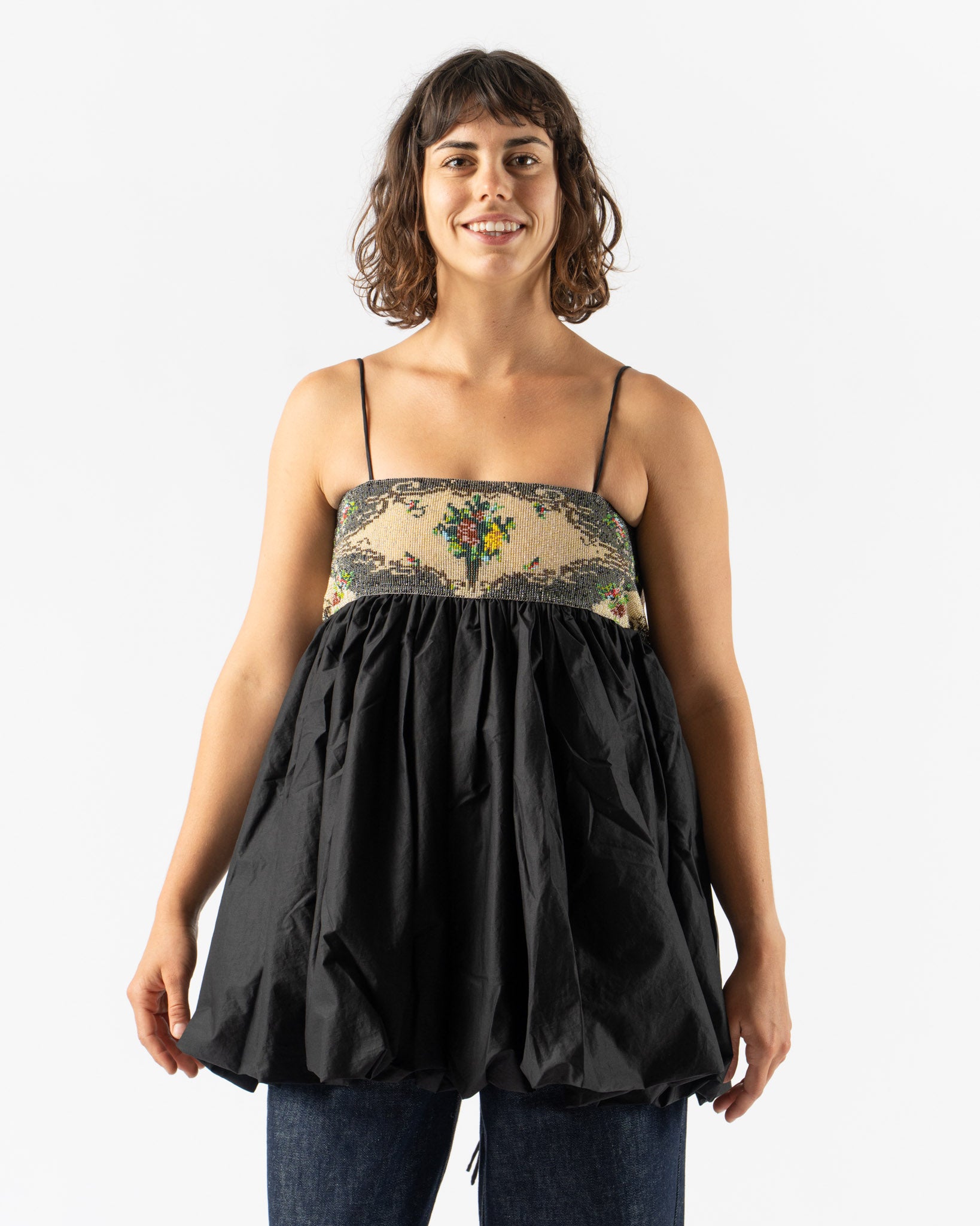 Cordera Handmade Beaded Mini Dress in Black
