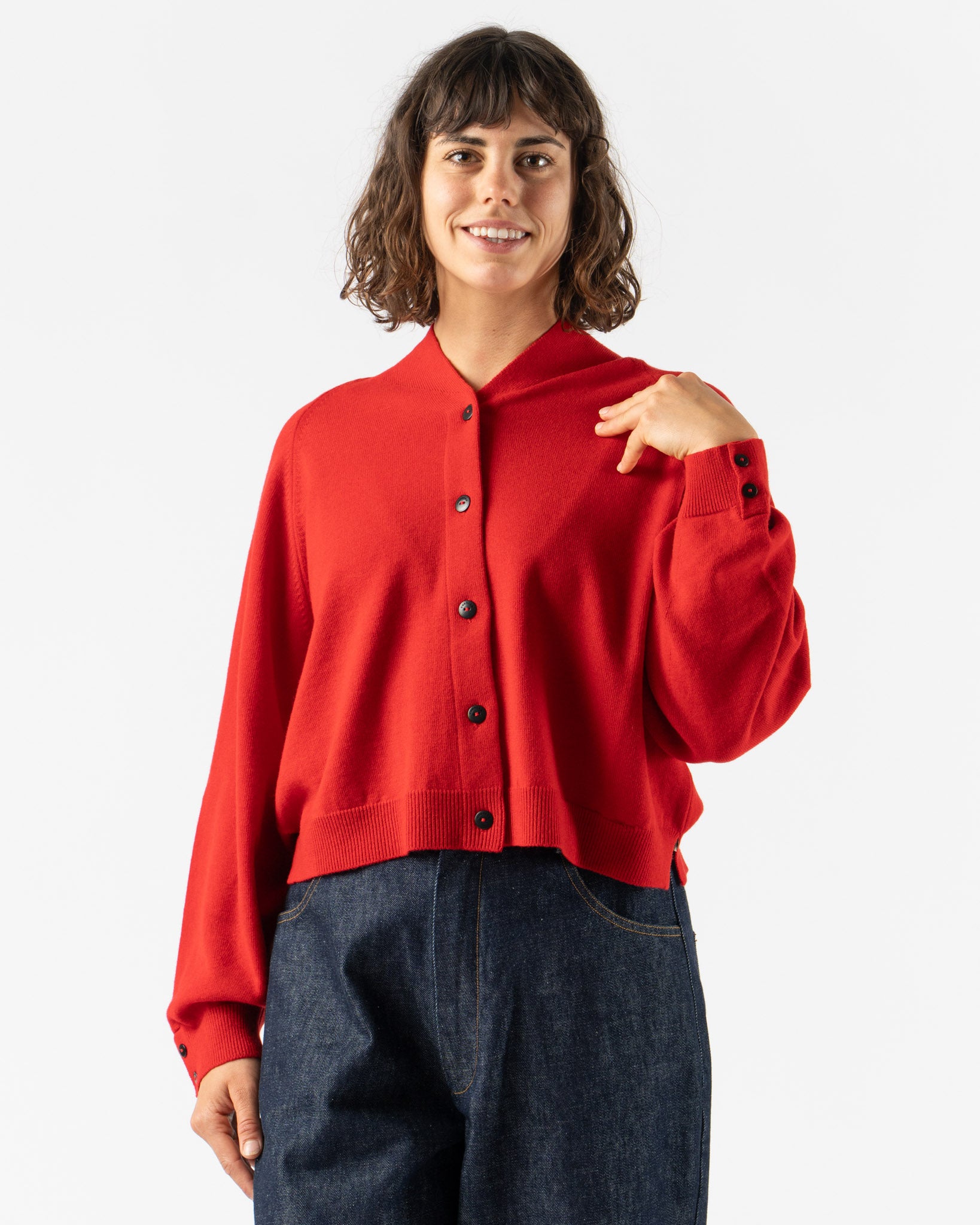 Cordera Merino Wool Cardigan in Red