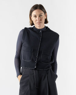 Cordera Merino Wool Stitched Waistcoat in Navy