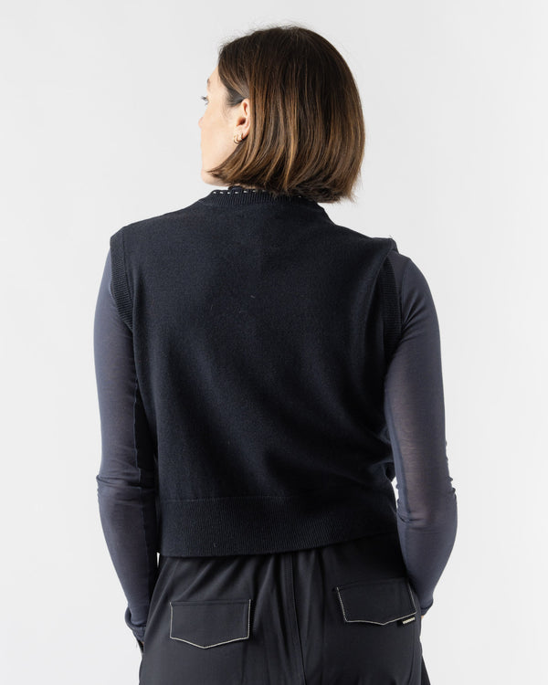 Cordera Merino Wool Stitched Waistcoat in Navy