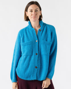 Cordera Mohair & Baby Alpaca Polo Jacket in Ceruleo