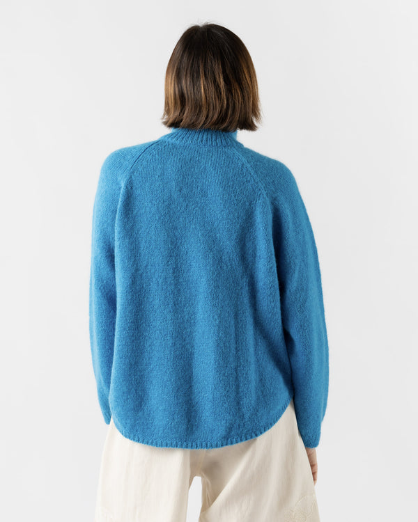 Cordera Mohair & Baby Alpaca Polo Jacket in Ceruleo