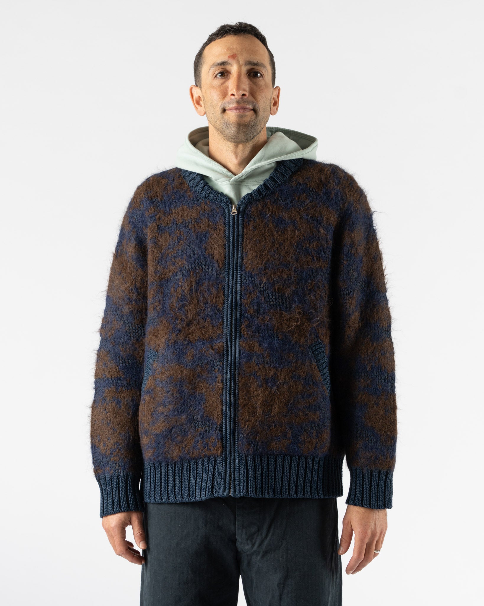 Corridor Alpaca Zip Jacket in Navy