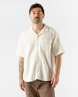 Corridor Basket Weave Stripe SS Camp Shirt in Natural