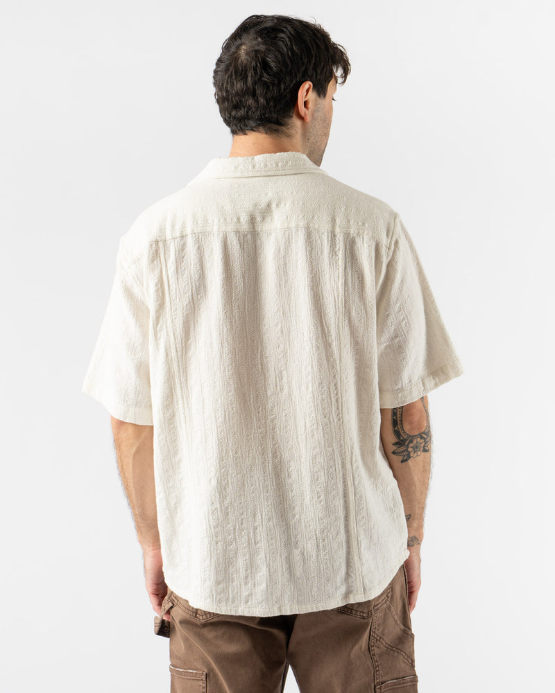 Corridor Basket Weave Stripe SS Camp Shirt in Natural