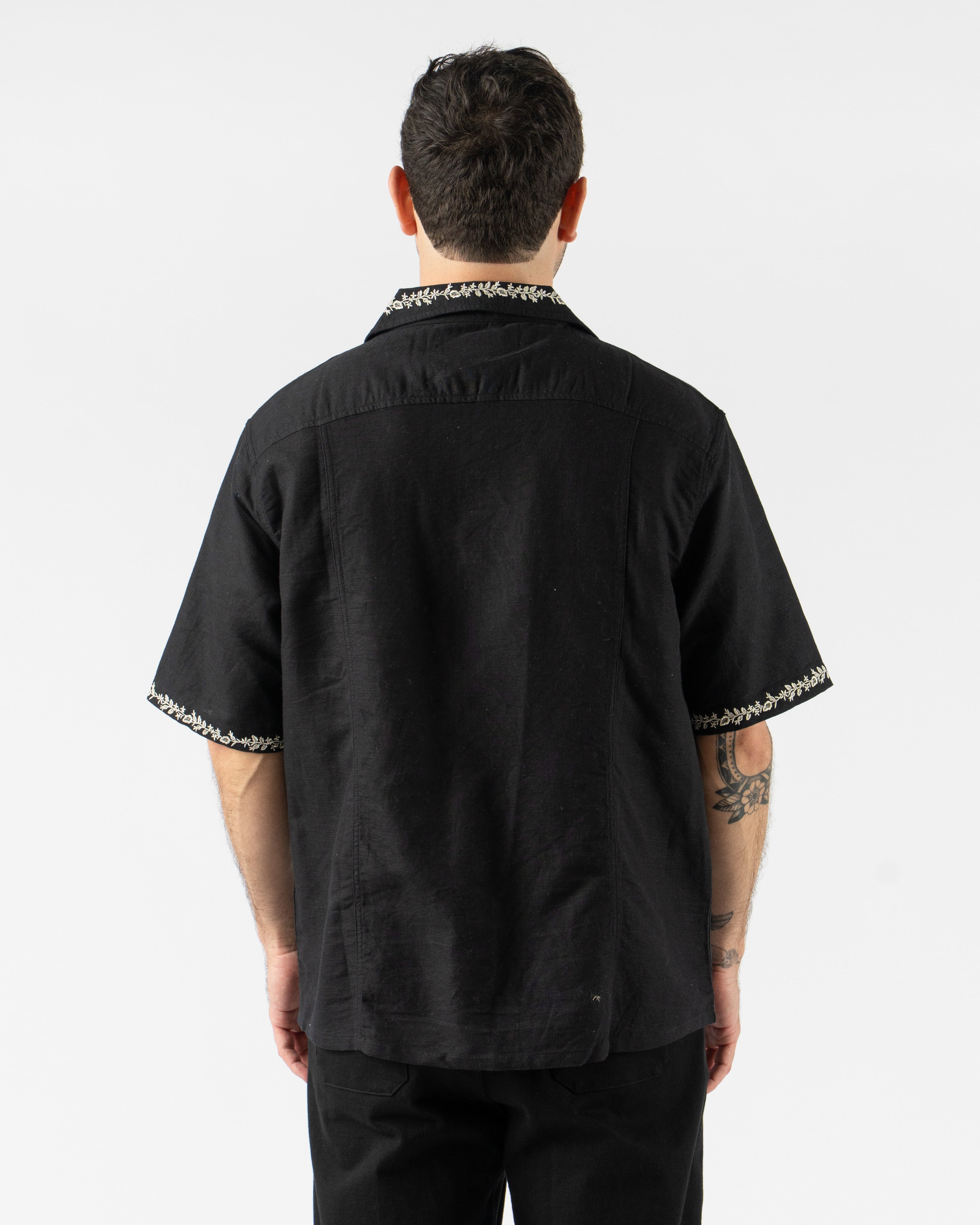 Corridor Elijah Embroidery SS Camp Shirt in Black
