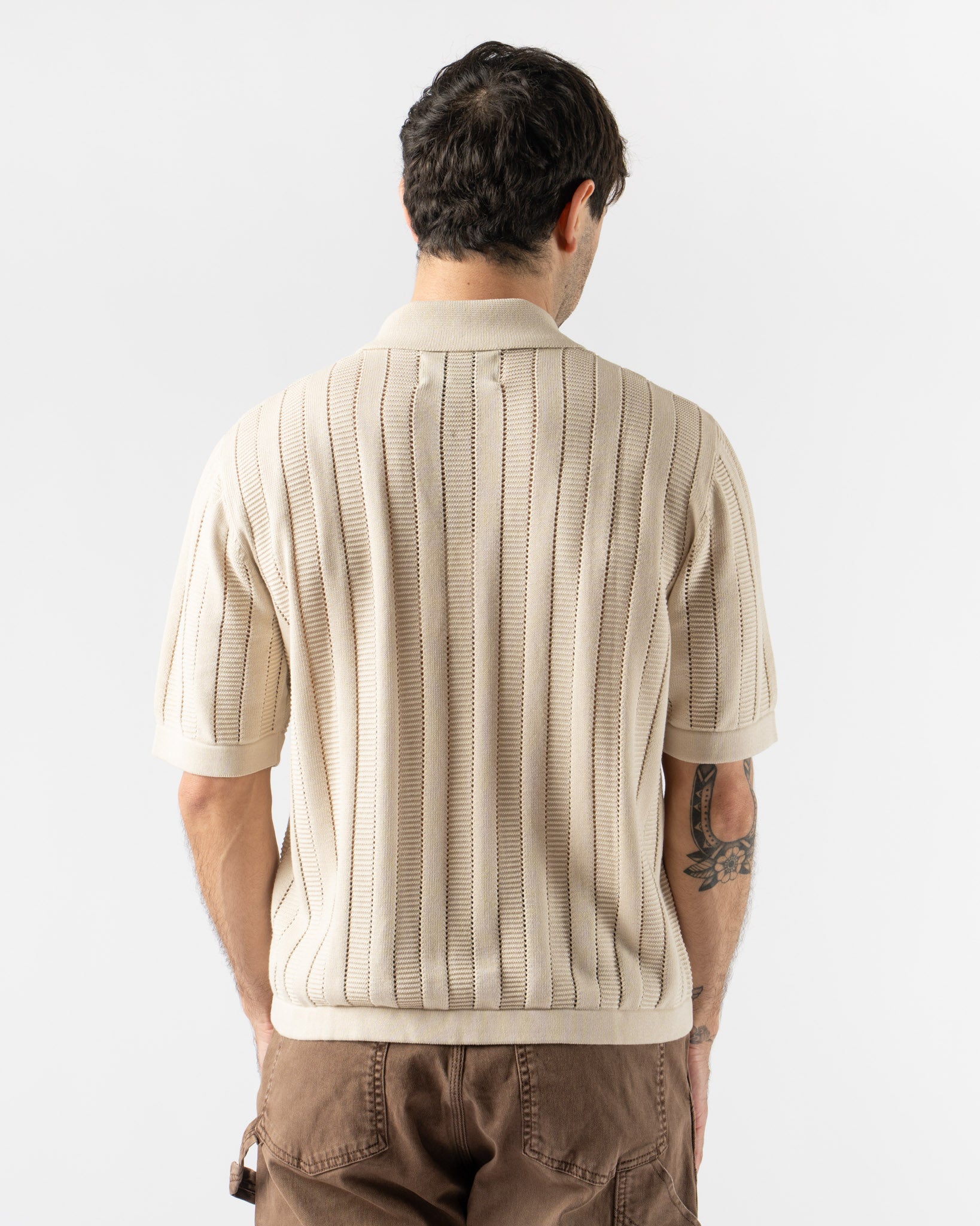 Corridor Ladder Knit Button Down Shirt in Natural
