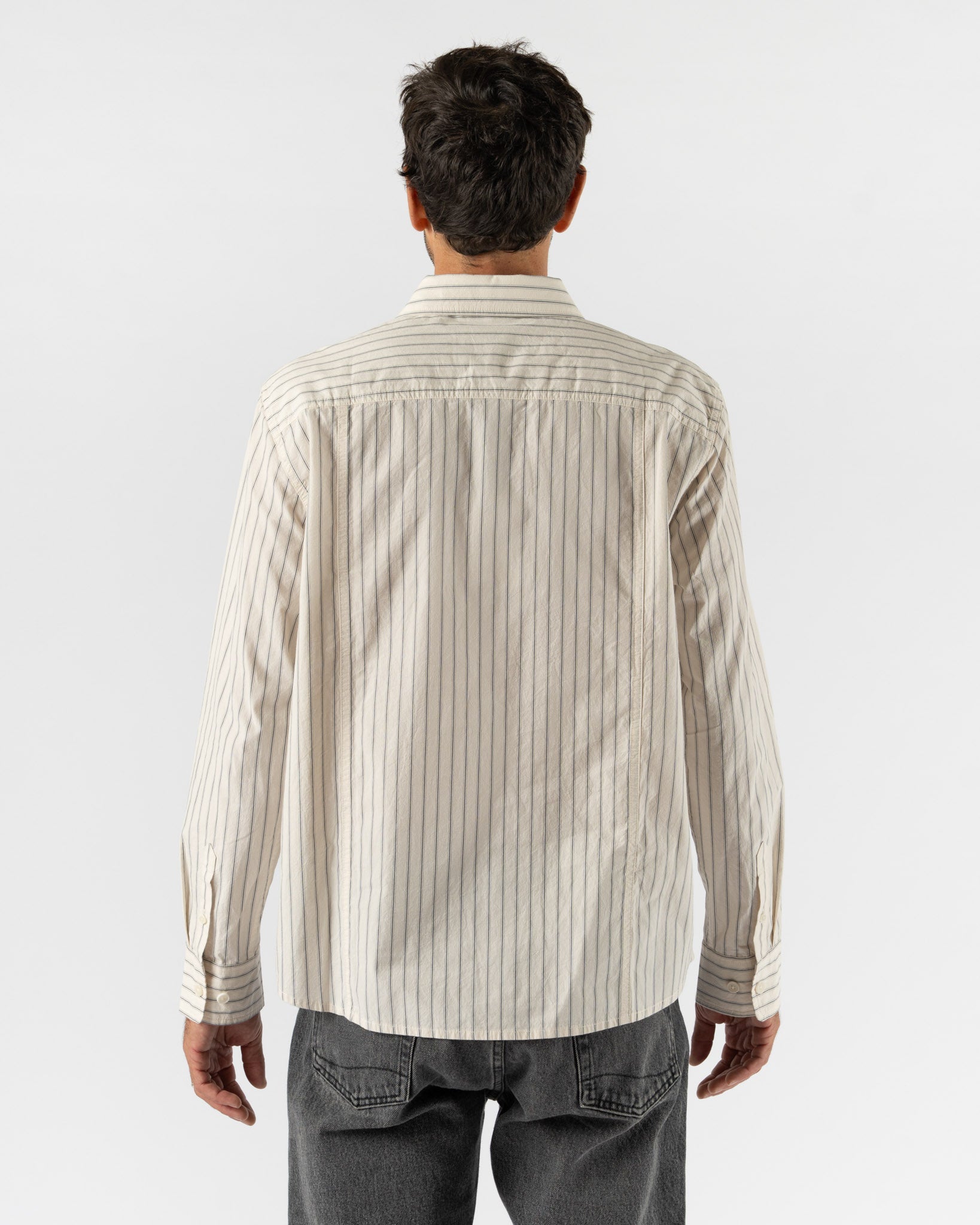 Corridor Poplin Stripe Long Sleeve in Natural