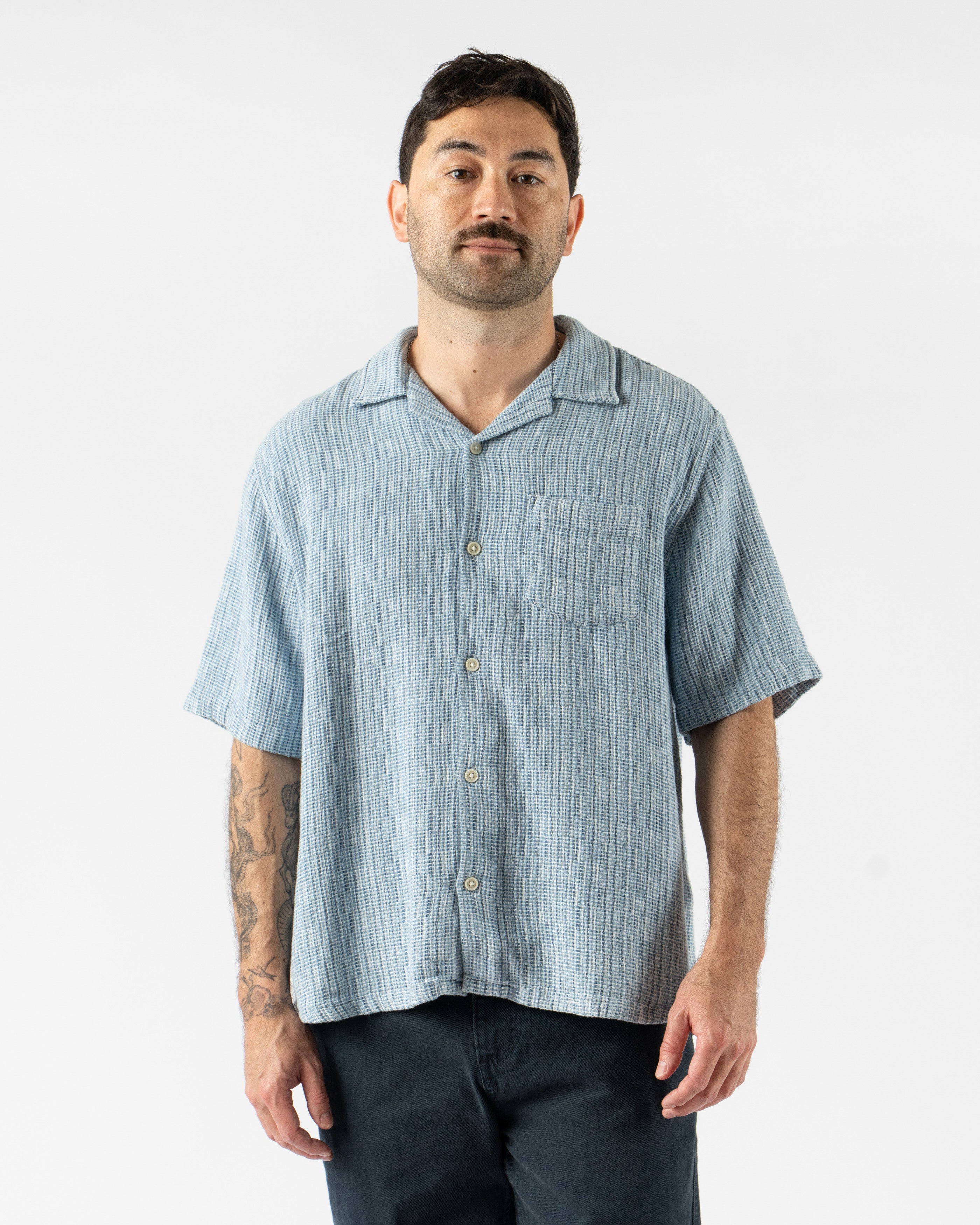 Corridor Rainbow Weave SS Shirt in Indigo