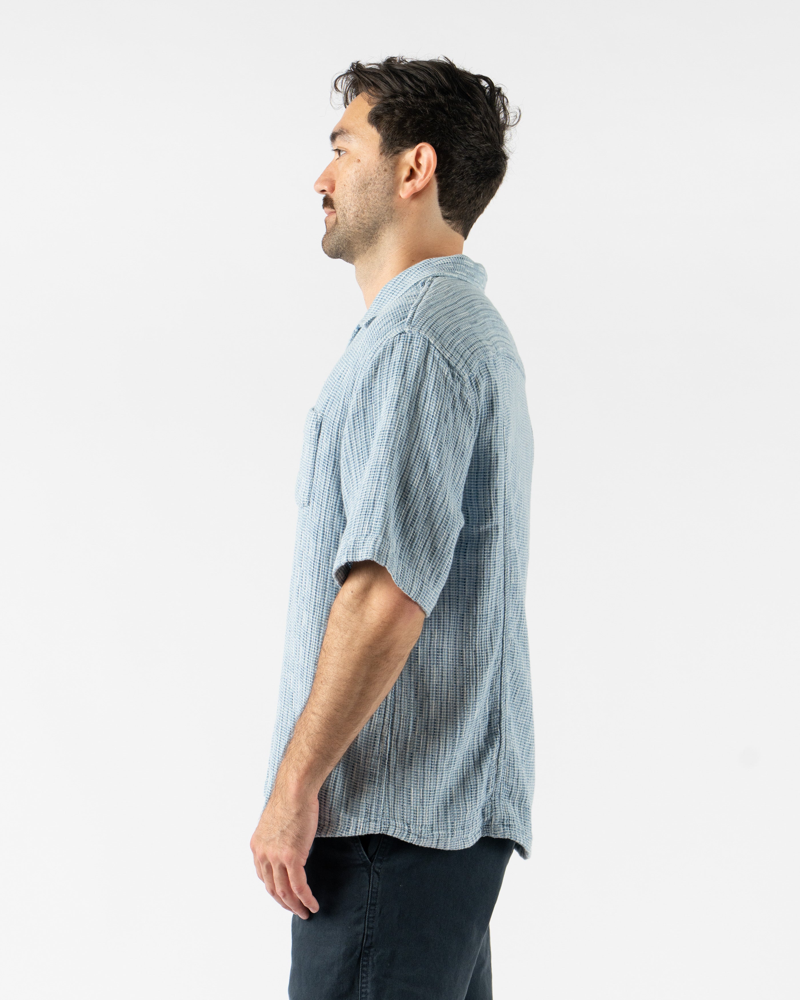 Corridor Rainbow Weave SS Shirt in Indigo