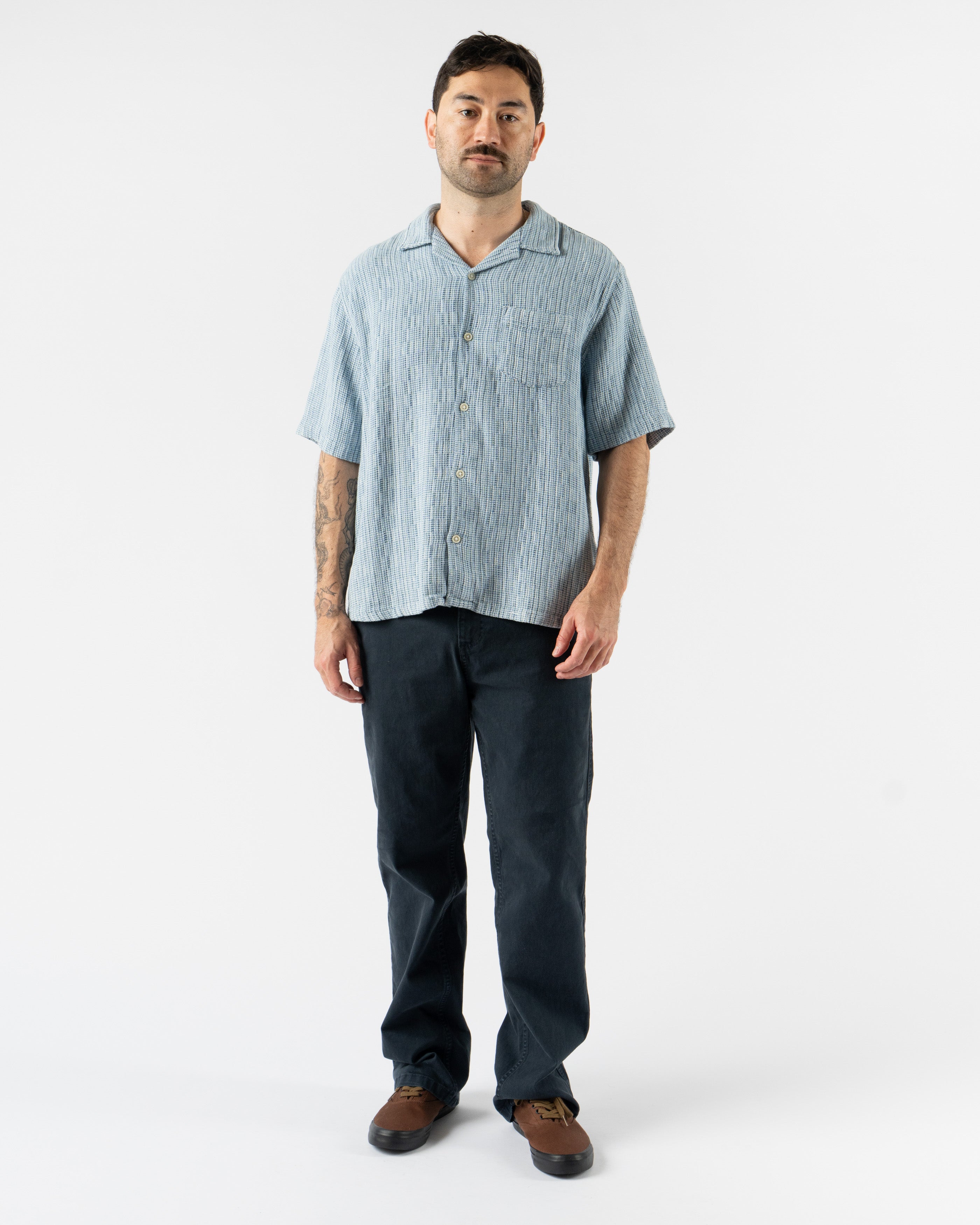 Corridor Rainbow Weave SS Shirt in Indigo