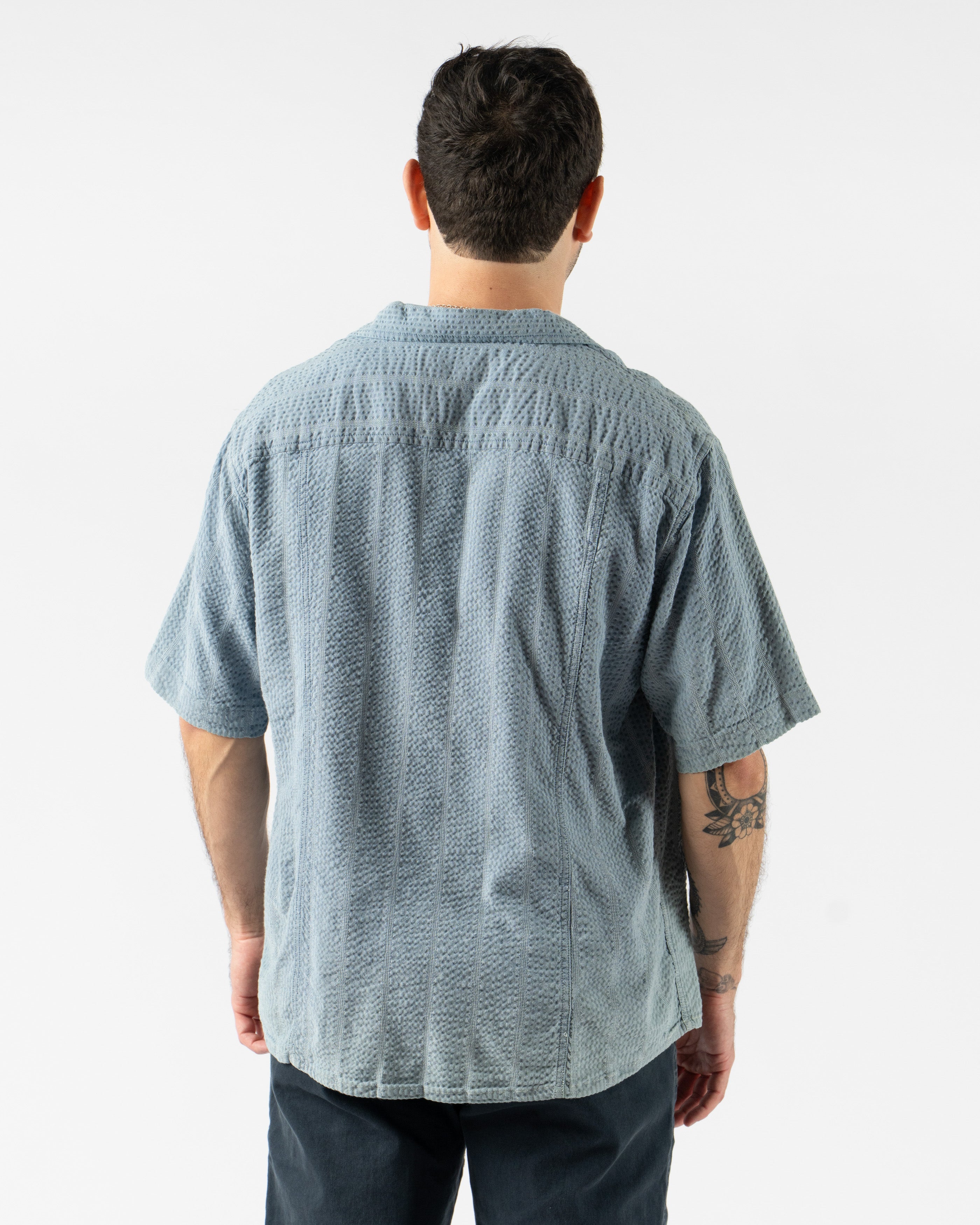 Corridor Striped Seersucker SS in Indigo