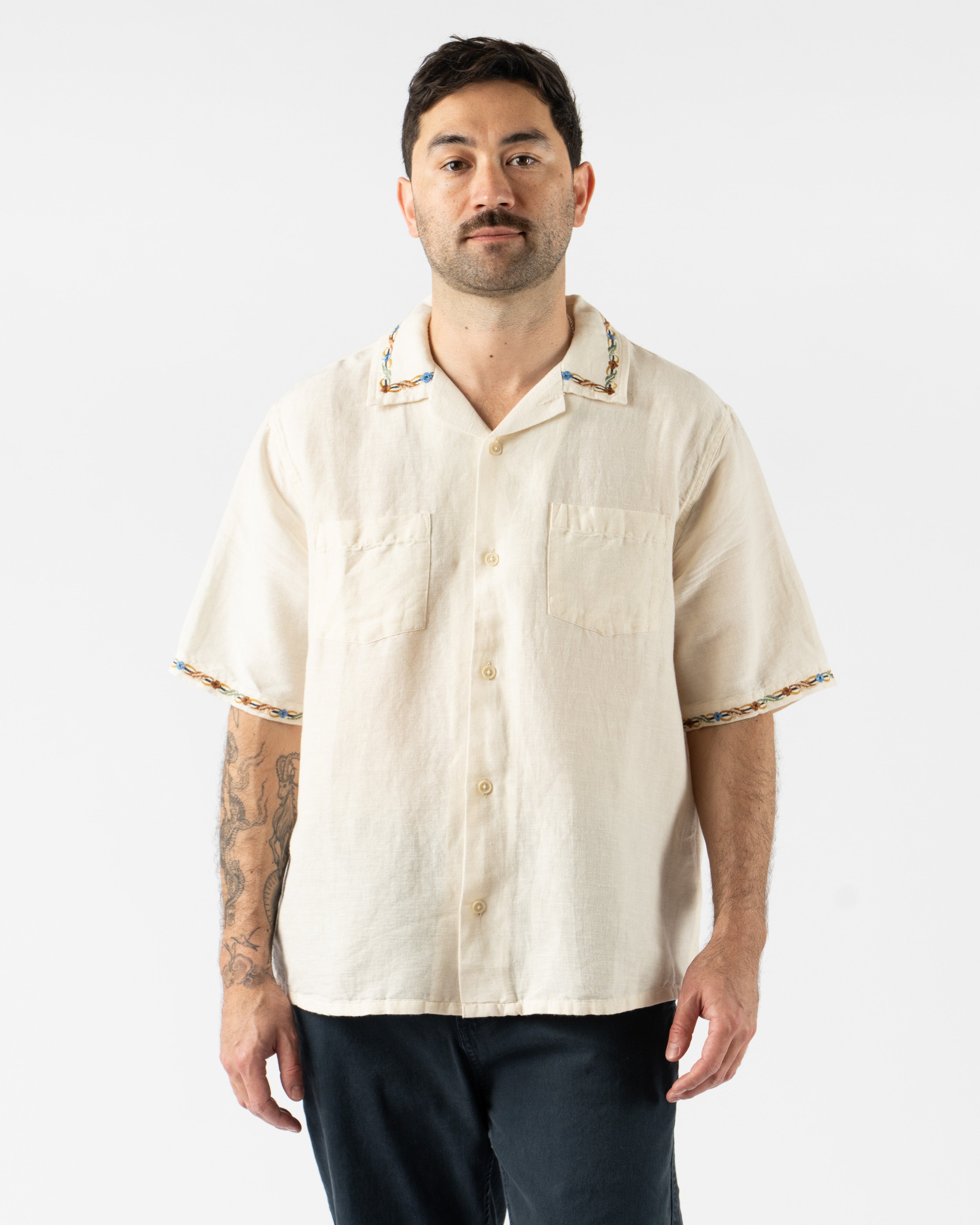 Corridor Rose Chain SS Camp Shirt in Natural