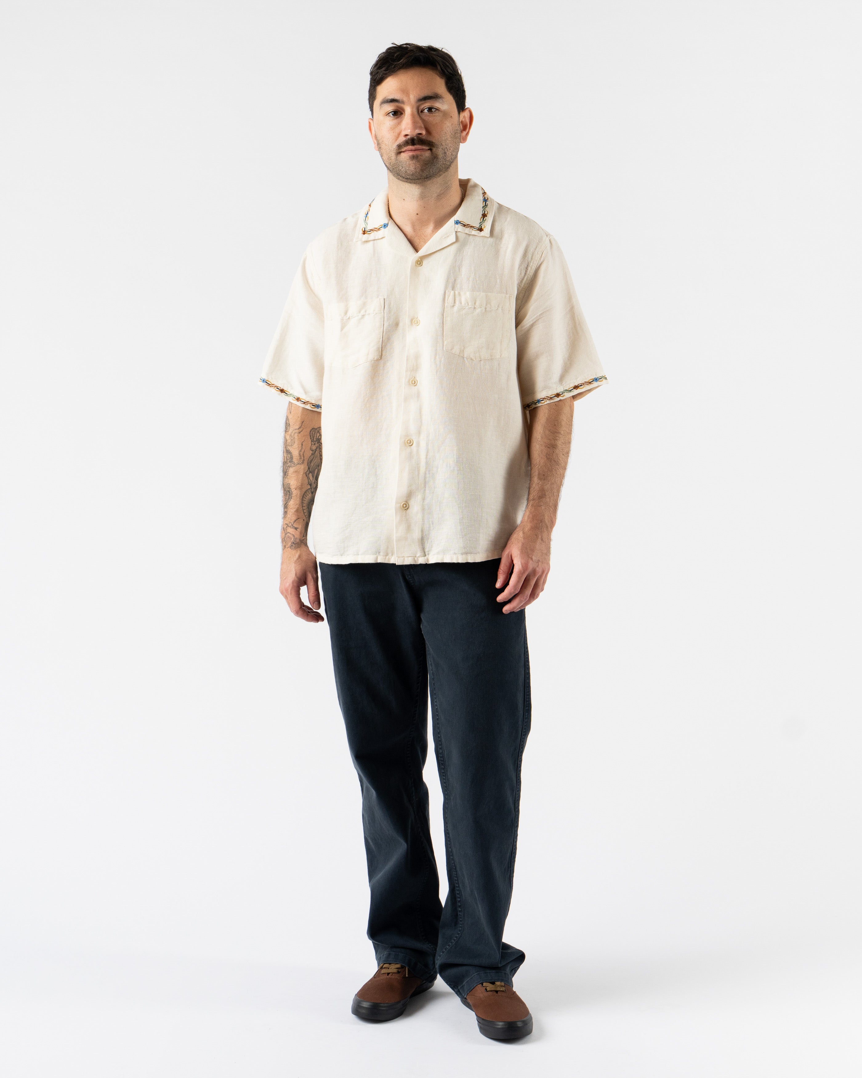 Corridor Rose Chain SS Camp Shirt in Natural