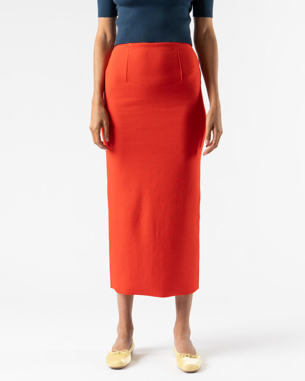 Auralee Cotton Silk Stretch Double Face Knit Skirt in Red