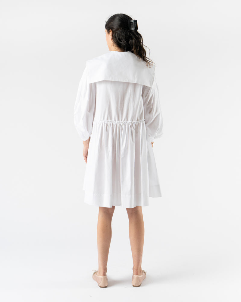Simone Rocha Cropped Sailor Collar Puff Sleeve Shirt in White